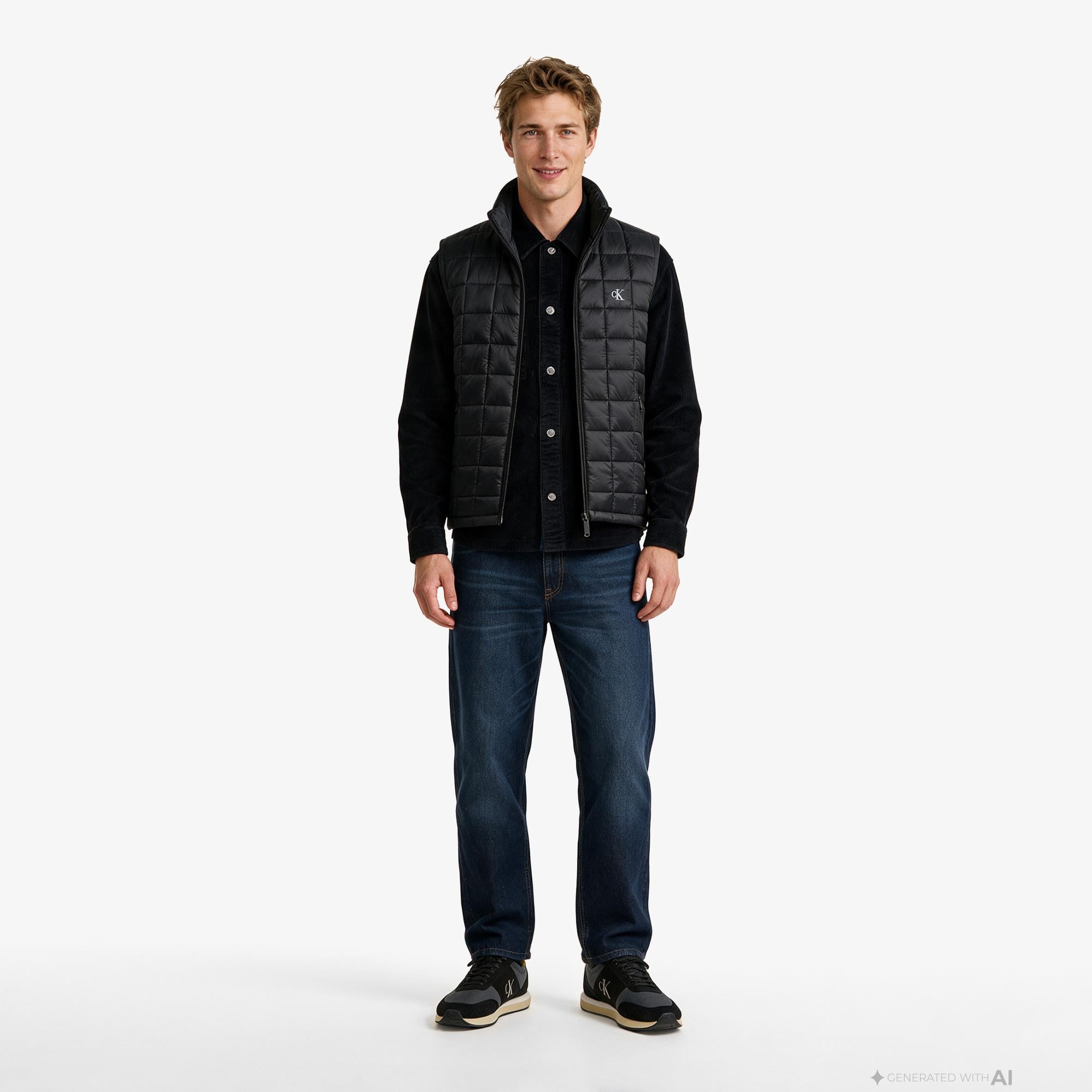Calvin Klein Nylon Quilted Erkek Siyah Ceket