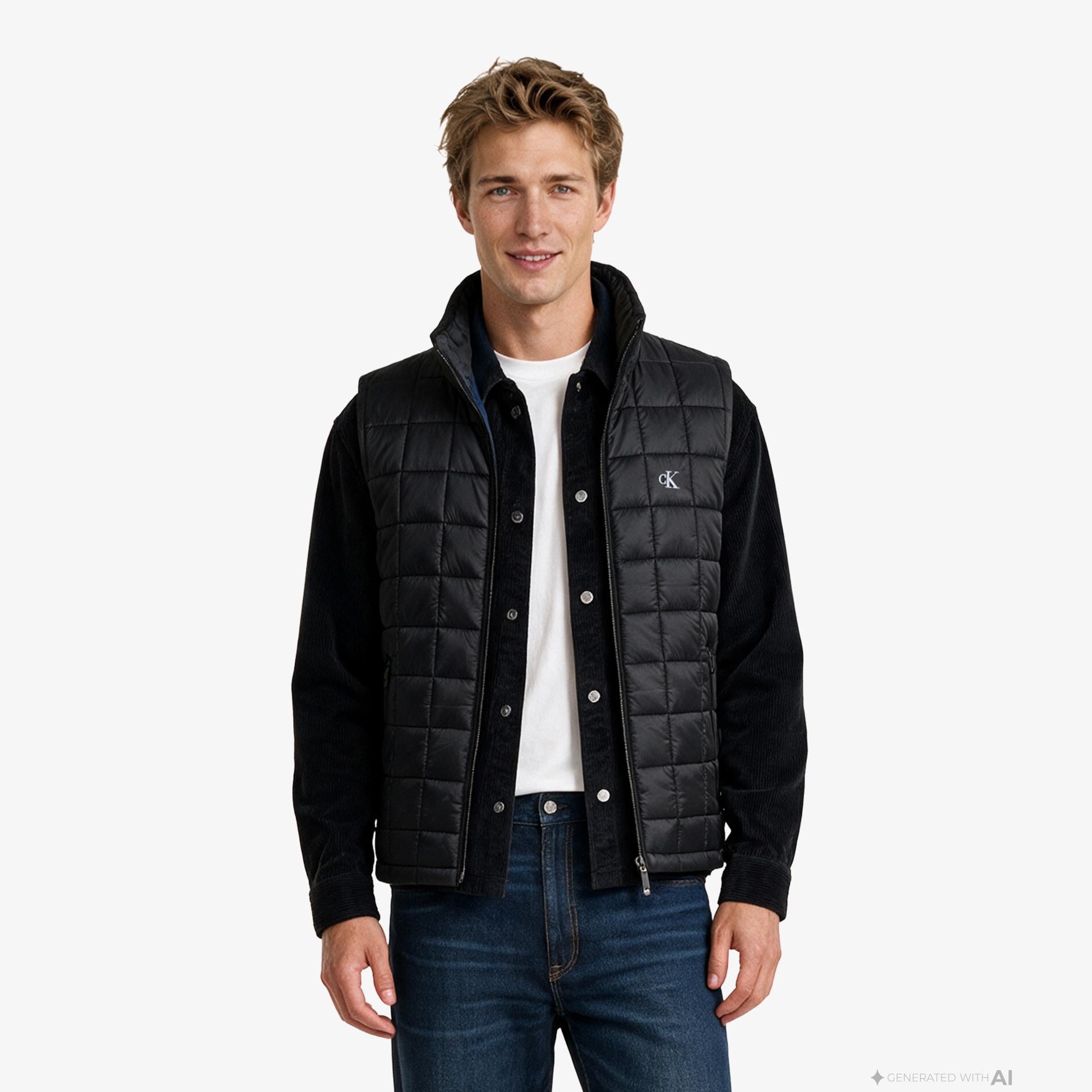 Calvin Klein Nylon Quilted Erkek Siyah Ceket