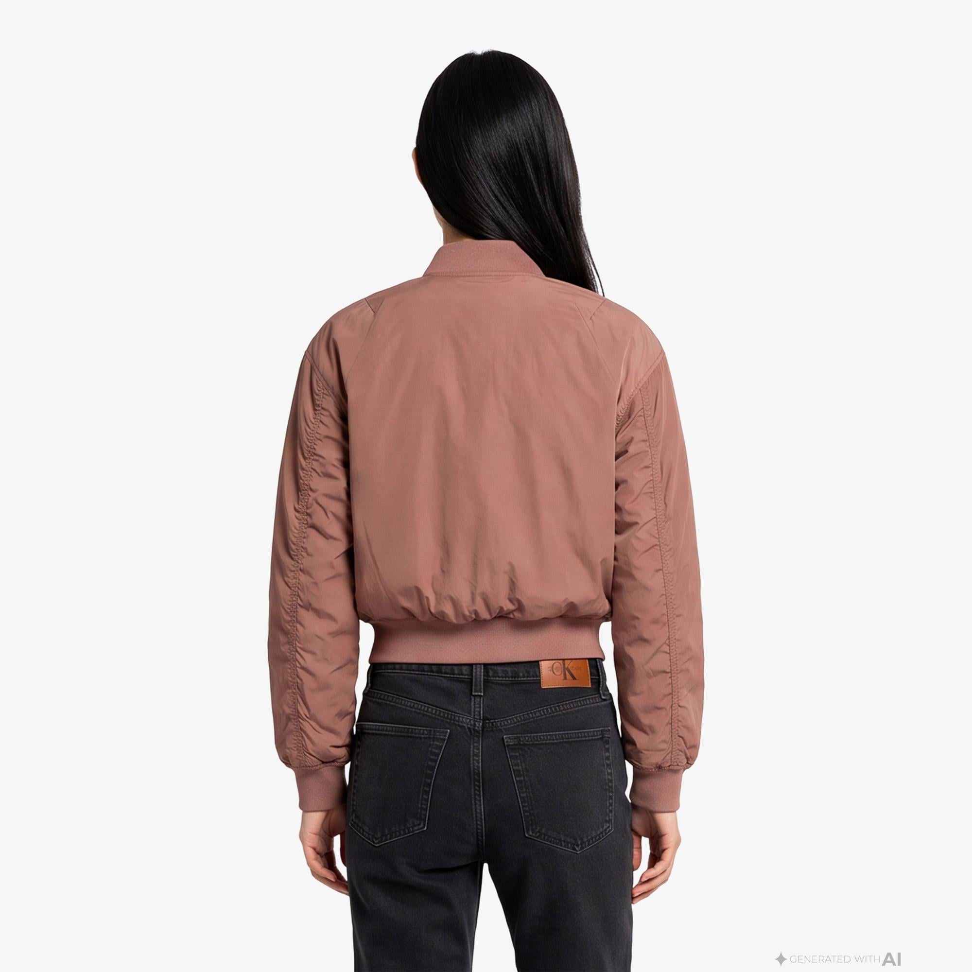 Calvin Klein Essential Nylon Bomber Kadın Kahverengi Ceket