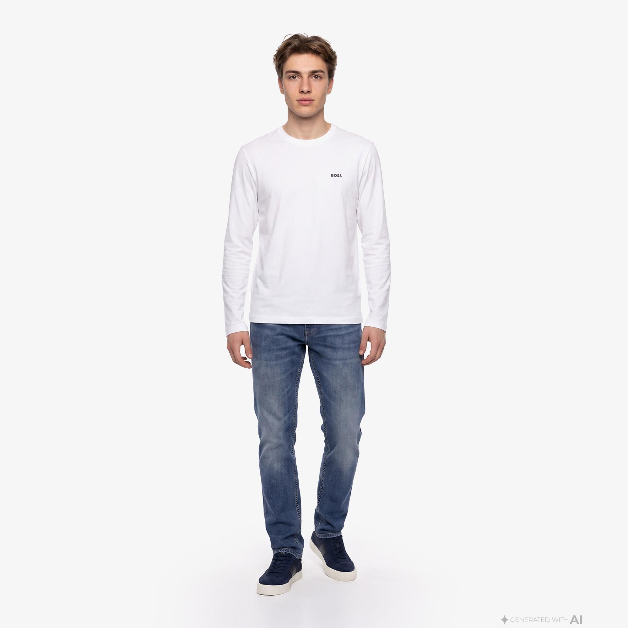 Boss Long Erkek Beyaz T-Shirt
