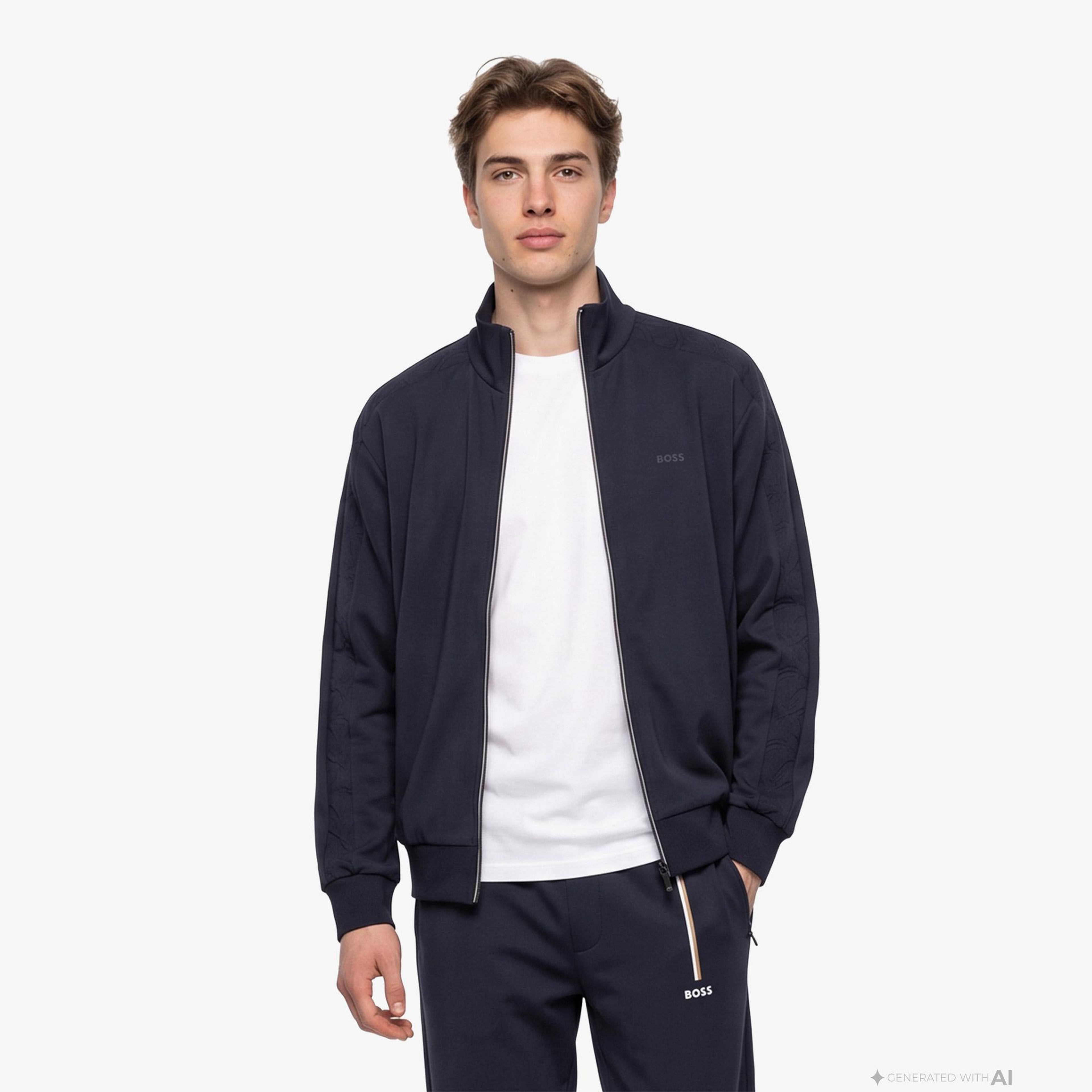 Boss Union Tape Erkek Lacivert Sweatshirt