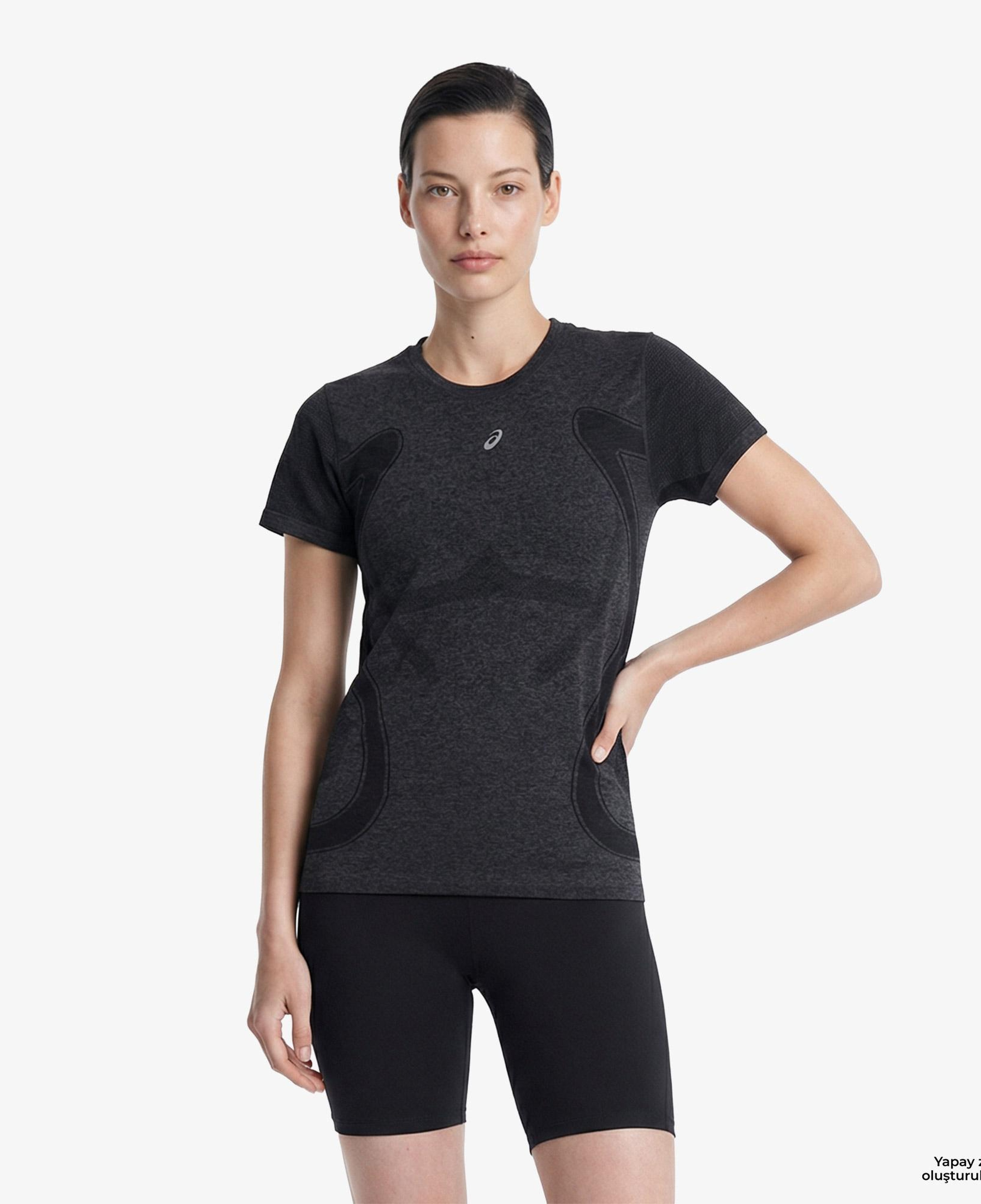 Asics Road Seamless Ss Top Kadın Siyah Koşu Sweatshirt