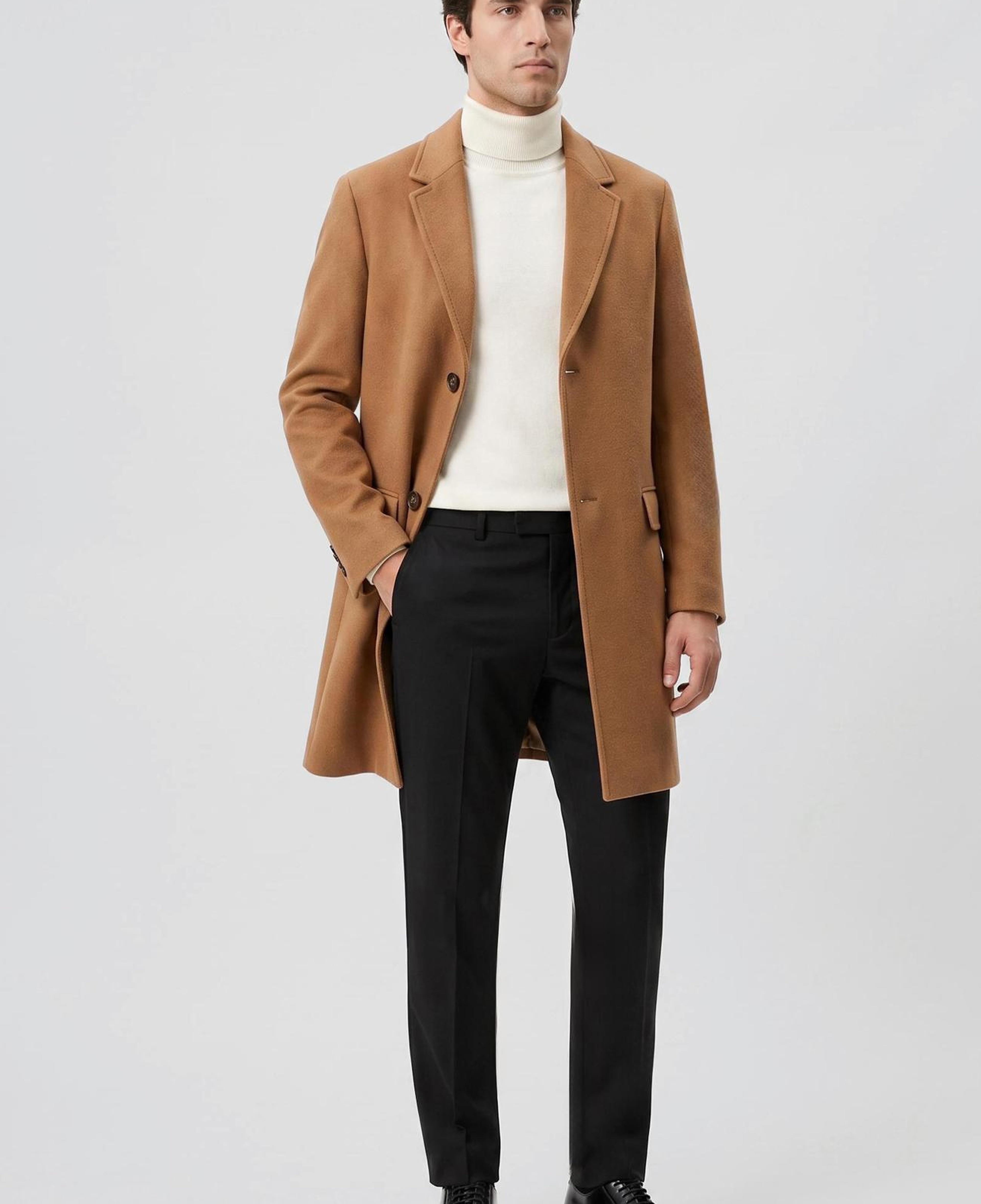 Network Erkek Limited Zegna Kumaşından Üretilmiş Yün Kaşmir Palto