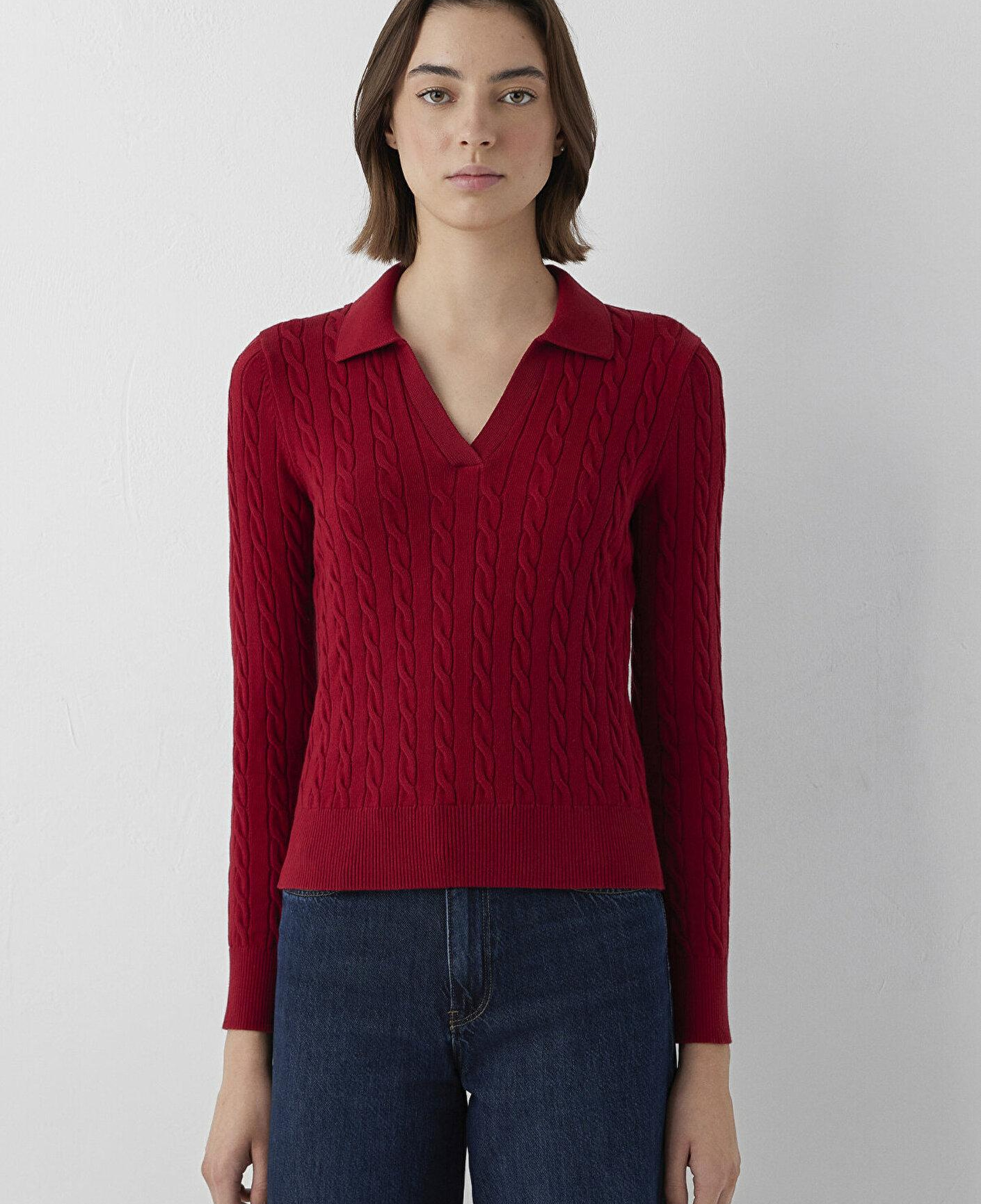 Mavi Kırmızı Polo Yaka Triko Slim Fit / Dar Kesim 1710912-90746