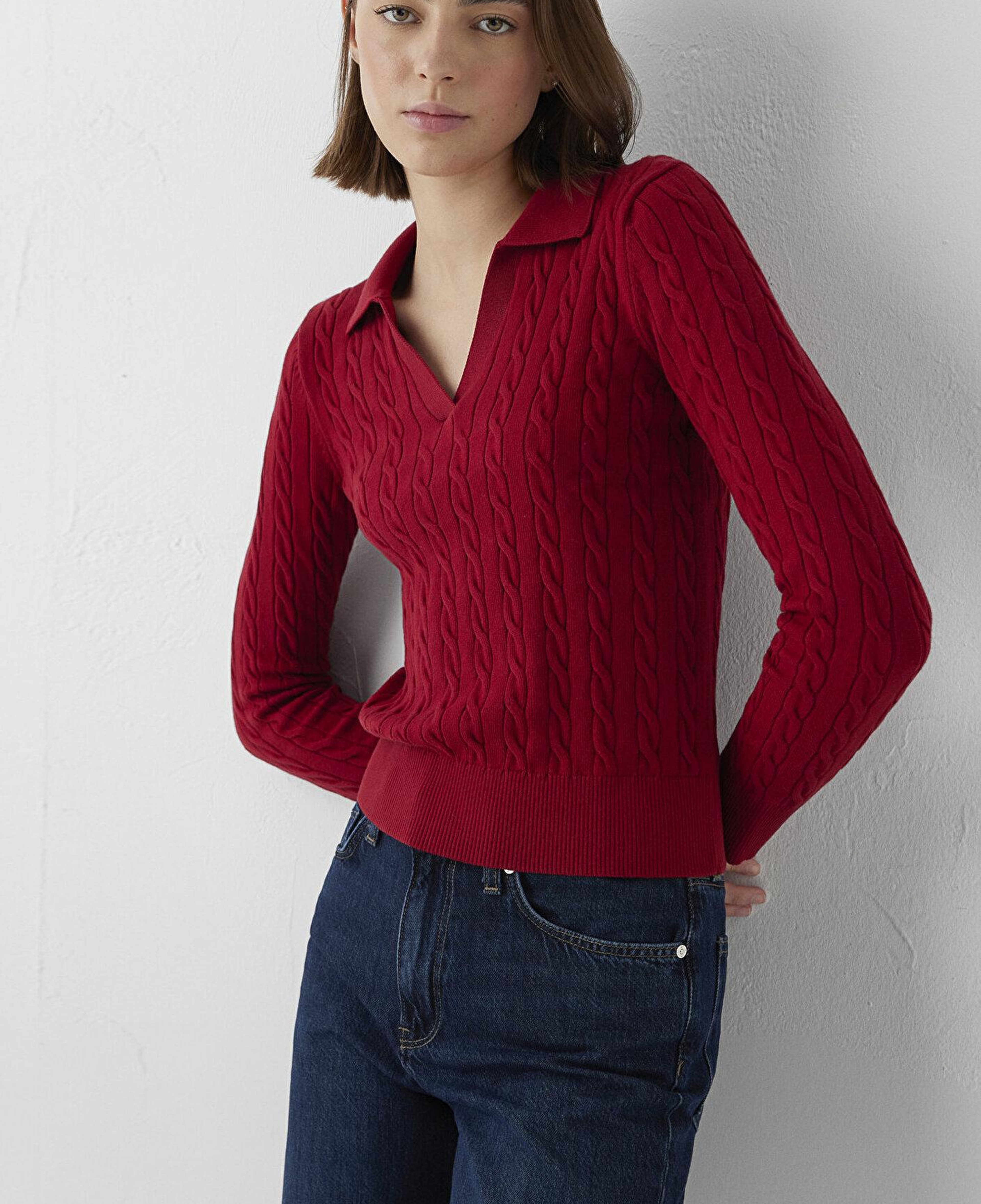Mavi Kırmızı Polo Yaka Triko Slim Fit / Dar Kesim 1710912-90746