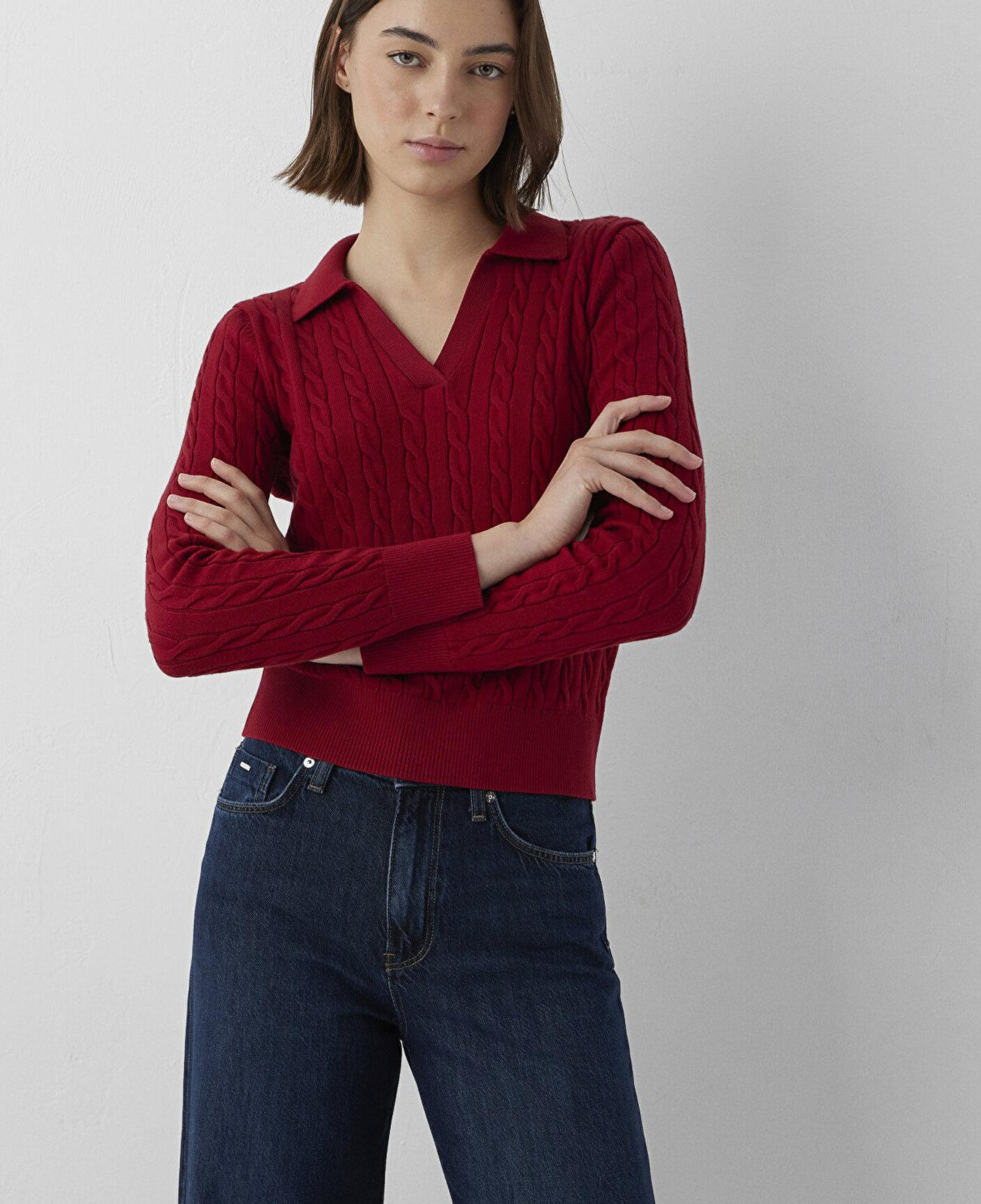 Mavi Kırmızı Polo Yaka Triko Slim Fit / Dar Kesim 1710912-90746