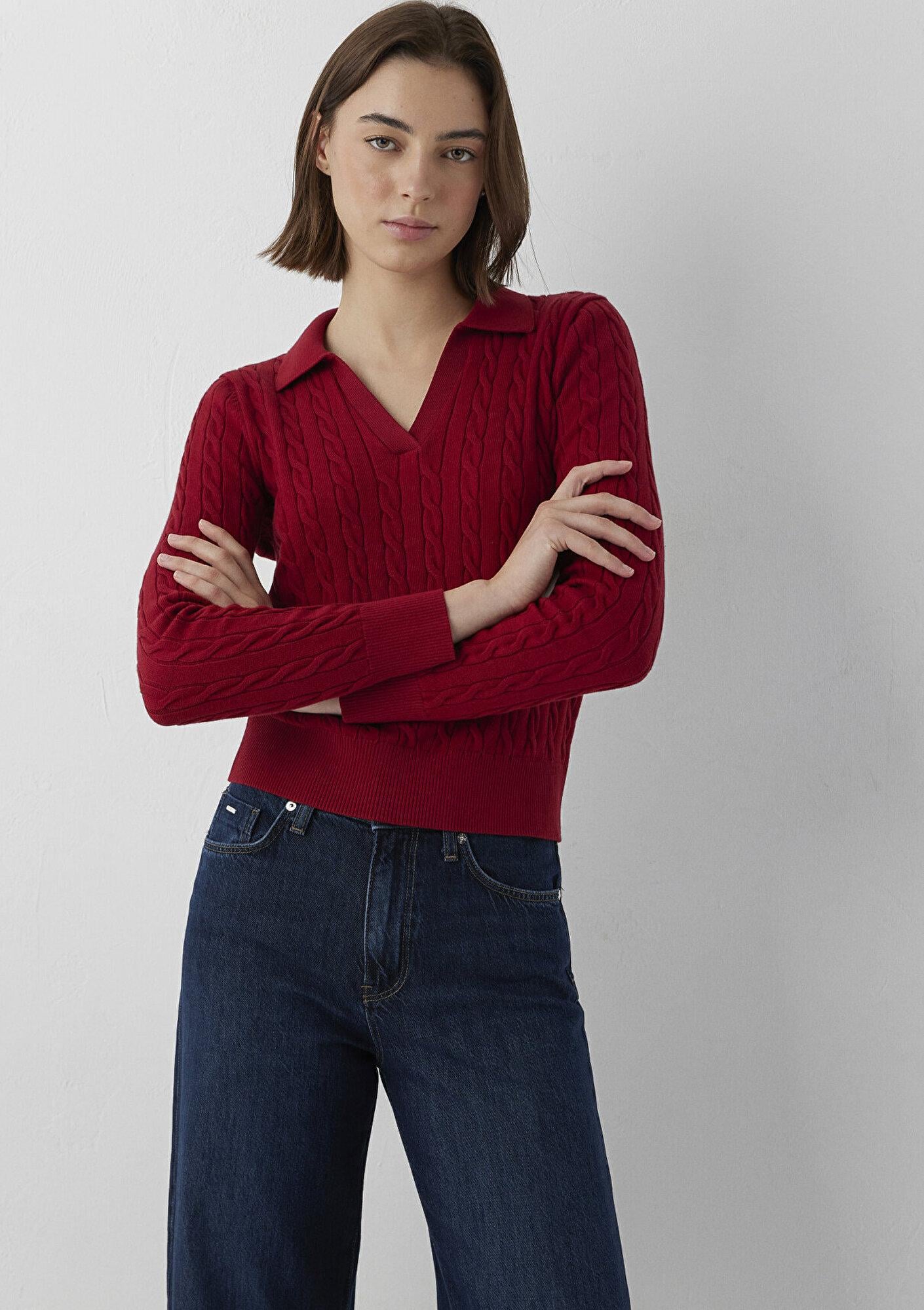 Mavi Kırmızı Polo Yaka Triko Slim Fit / Dar Kesim 1710912-90746