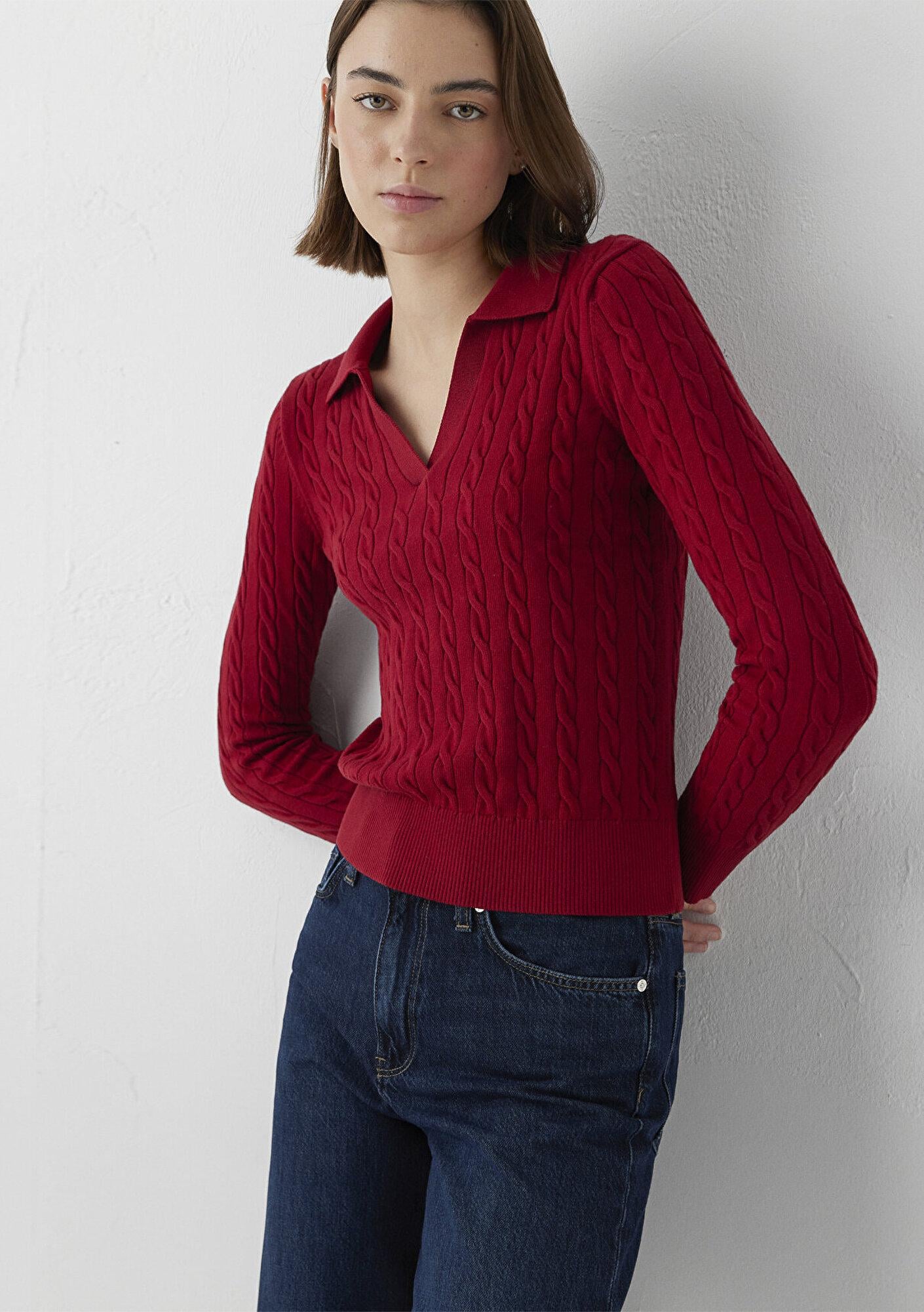 Mavi Kırmızı Polo Yaka Triko Slim Fit / Dar Kesim 1710912-90746