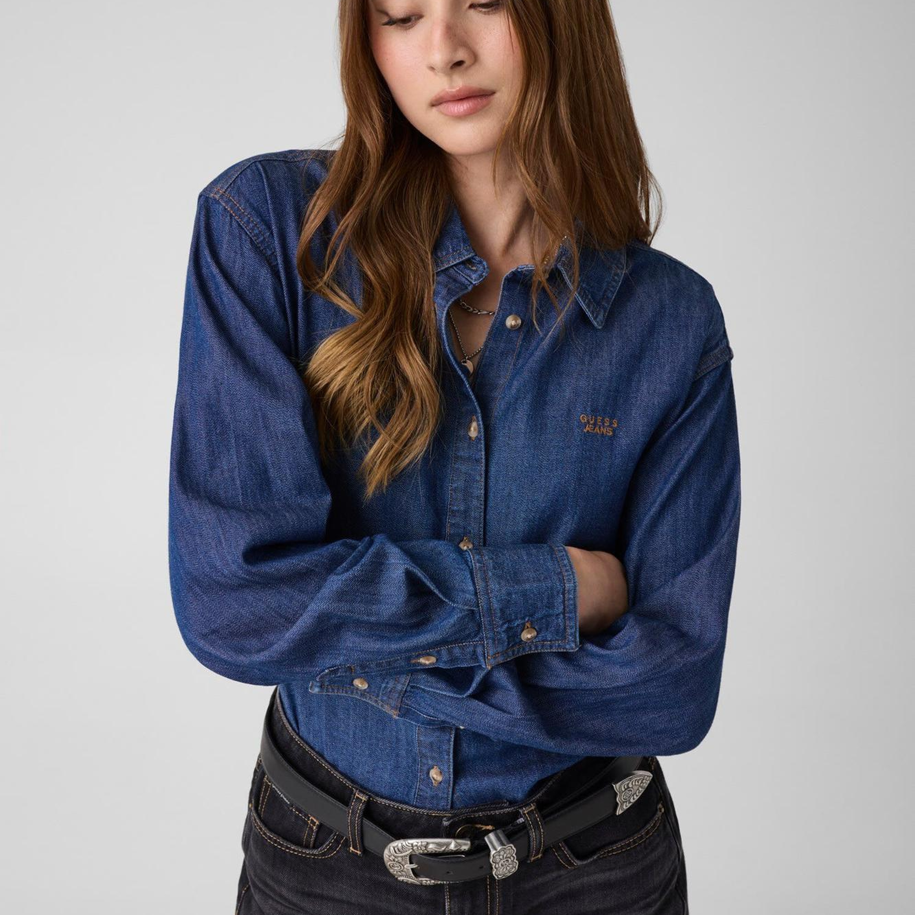 Guess Jeans Kadın Denim Comfort Fit Gömlek