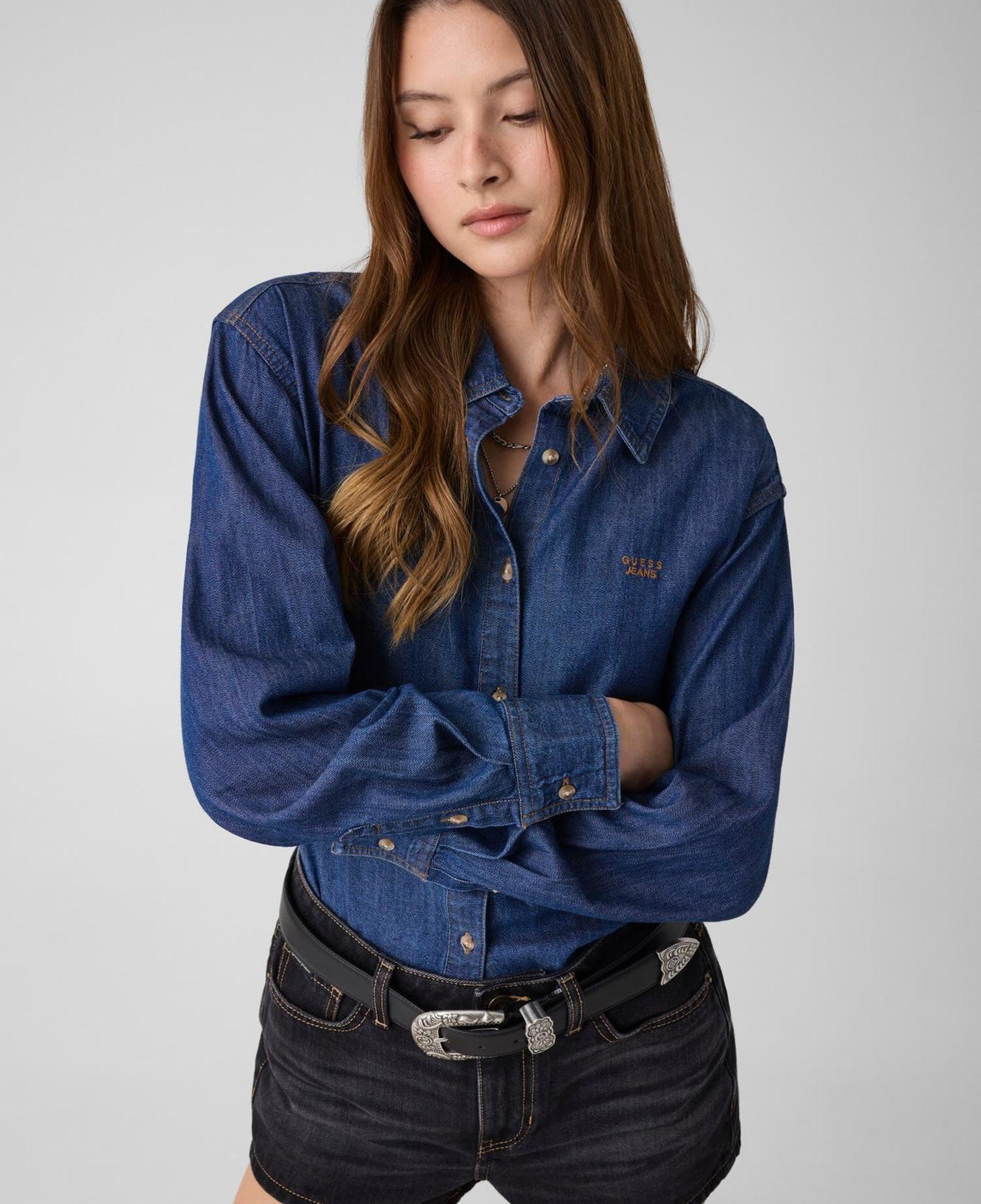 Guess Jeans Kadın Denim Comfort Fit Gömlek