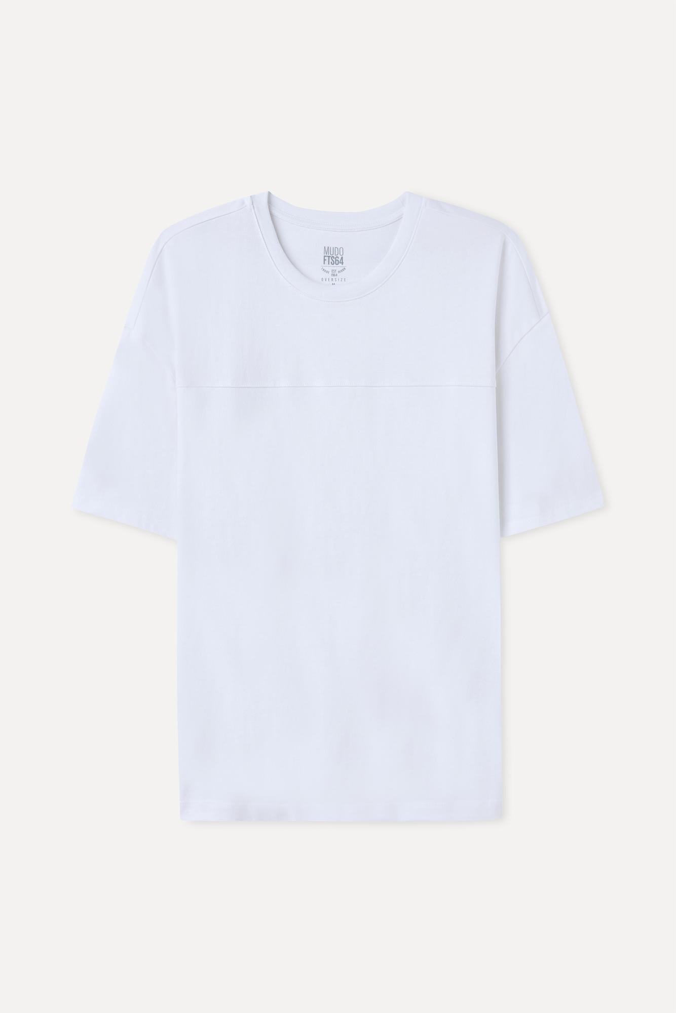 Erkek Beyaz Oversize Bisiklet Yaka T-Shirt