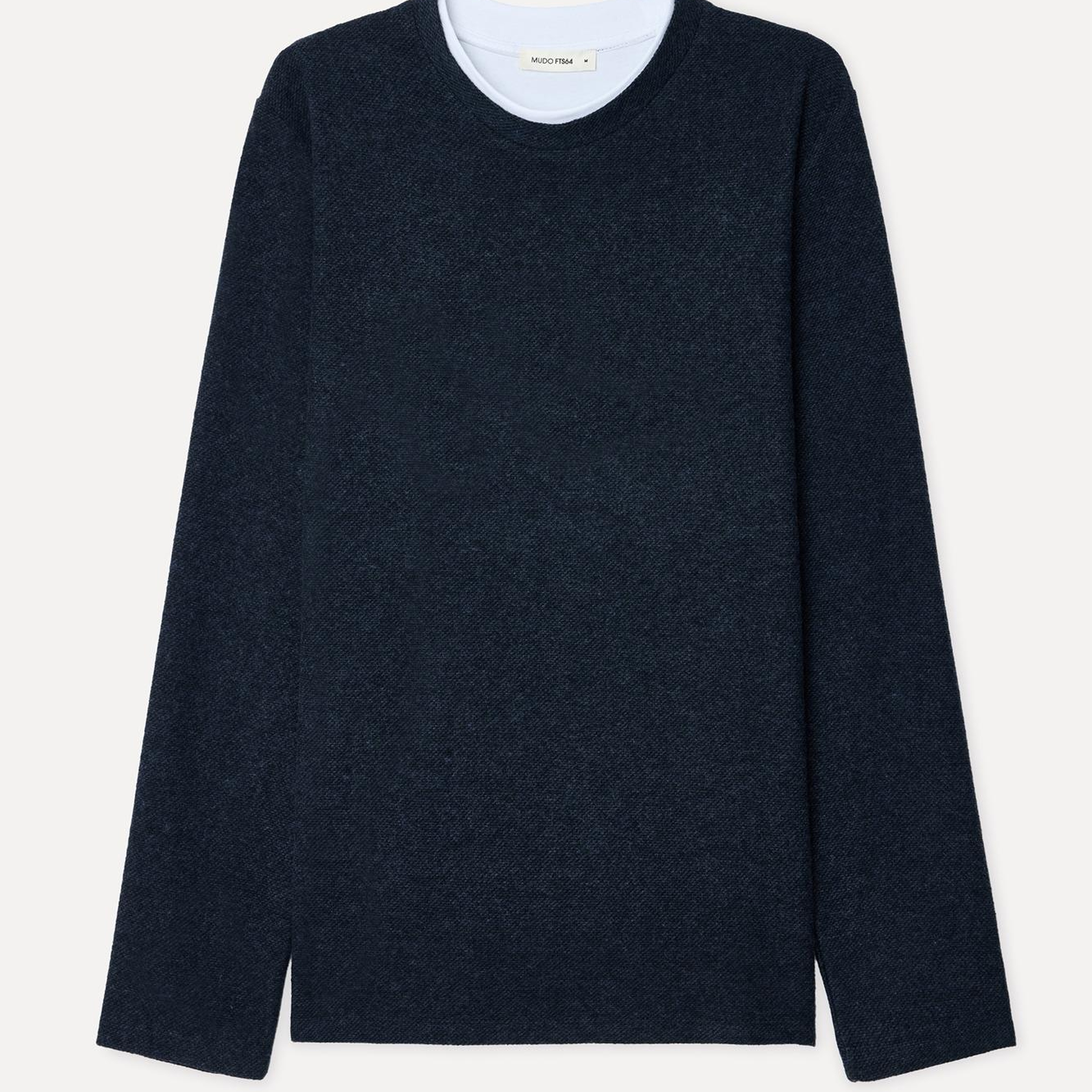Erkek Lacivert Yaka Detaylı Bisiklet Yaka Sweatshirt