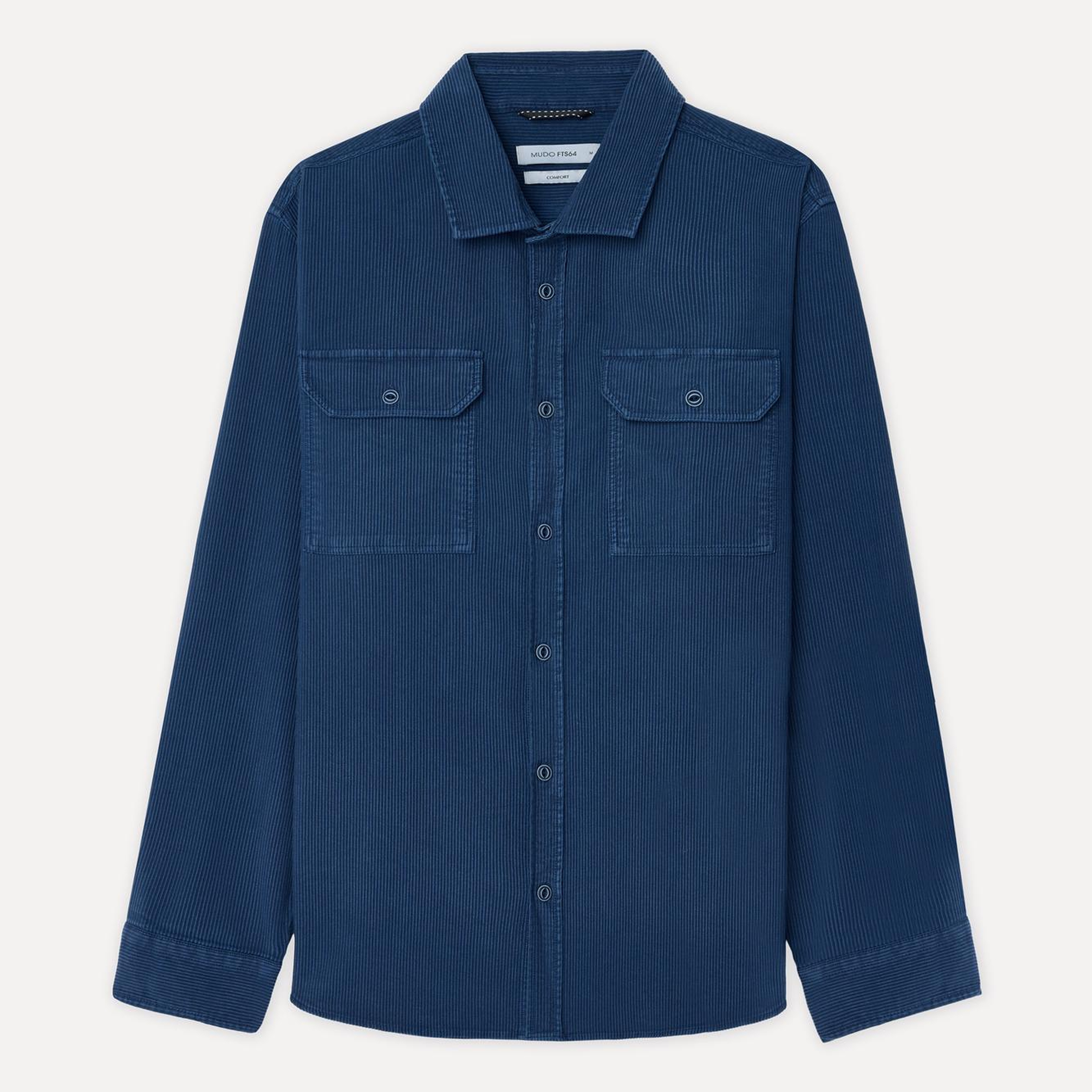 Erkek Lacivert Comfort Fit Çift Cepli Uzun Kollu Gömlek