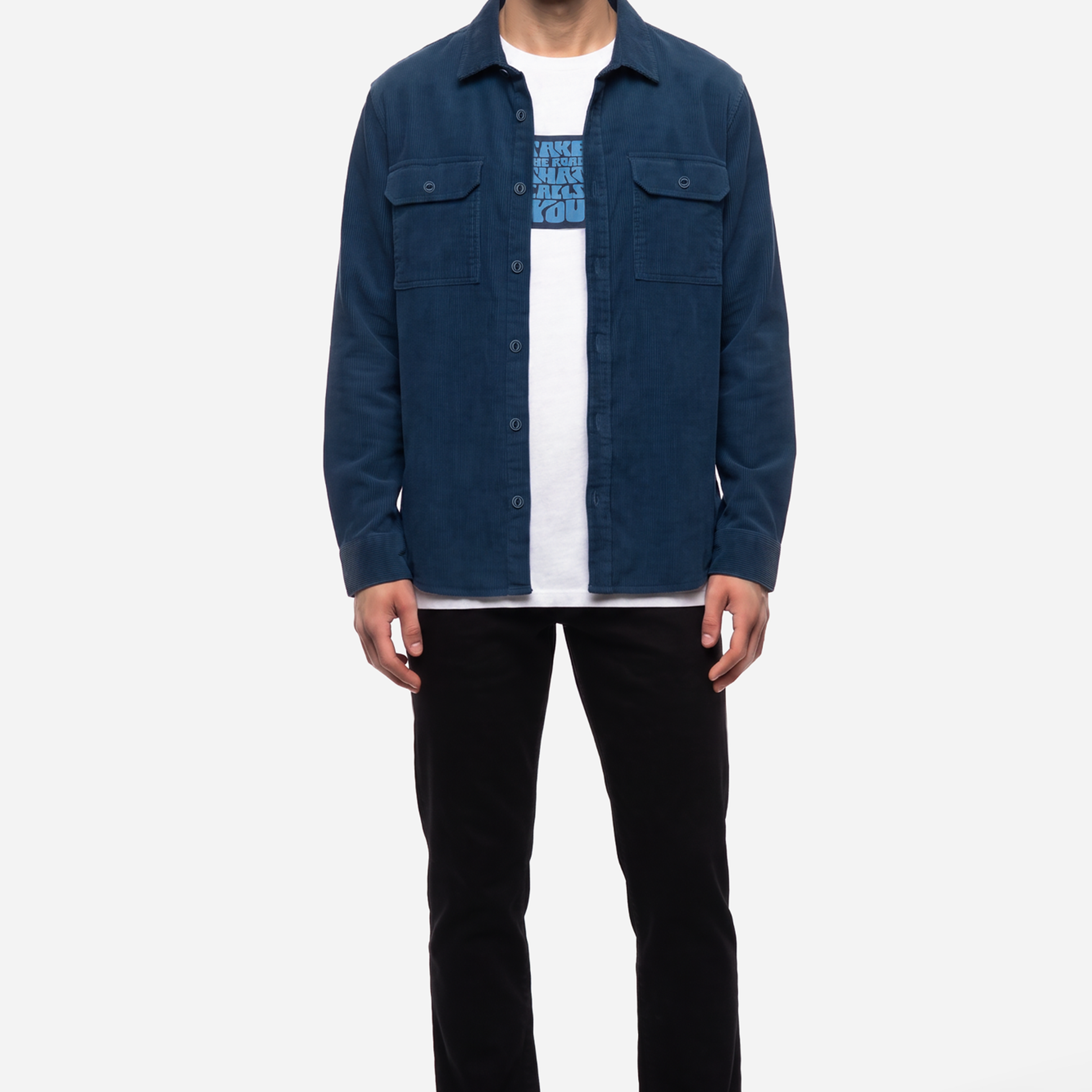 Erkek Lacivert Comfort Fit Çift Cepli Uzun Kollu Gömlek