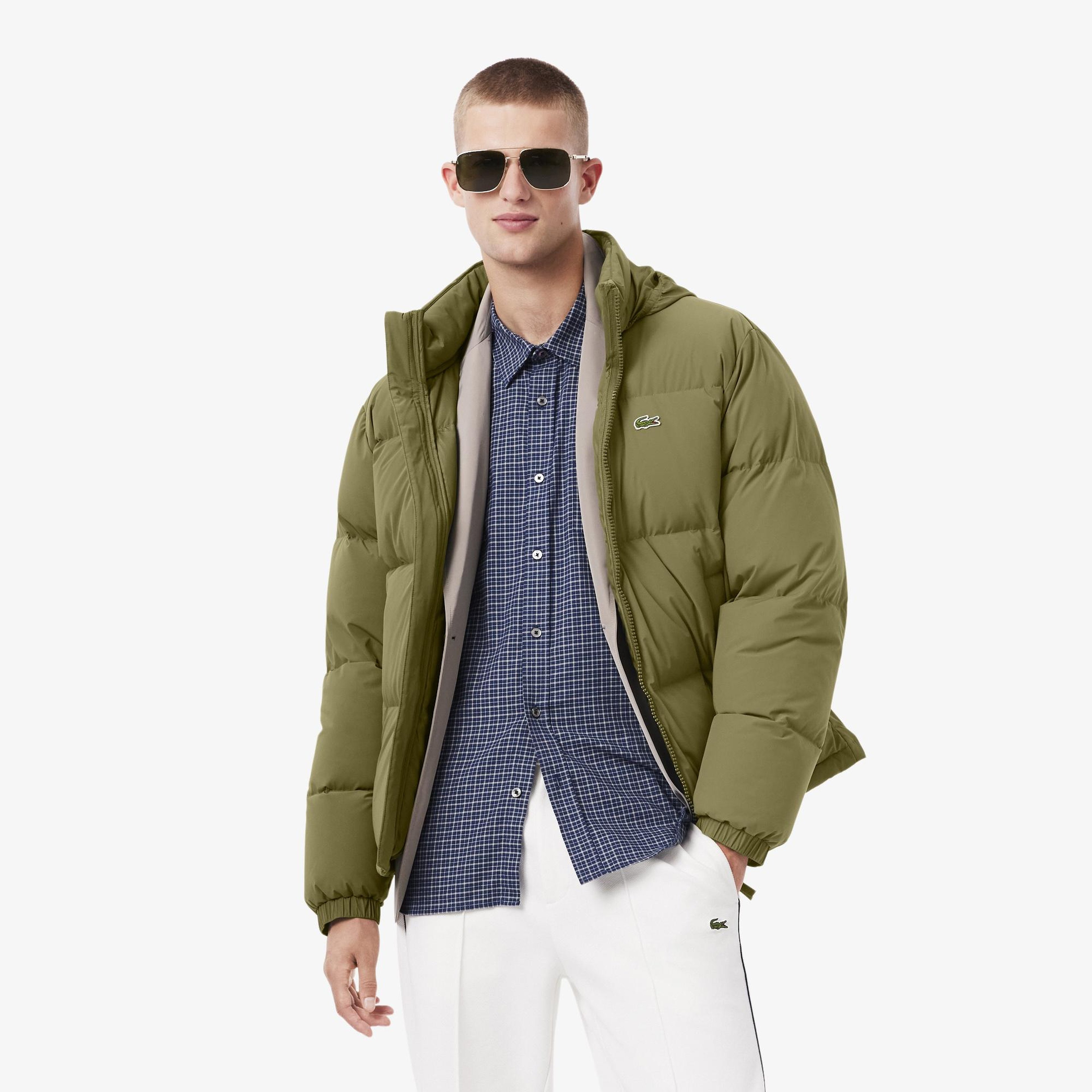 Erkek Relaxed Fit Kapüşonlu Haki Mont