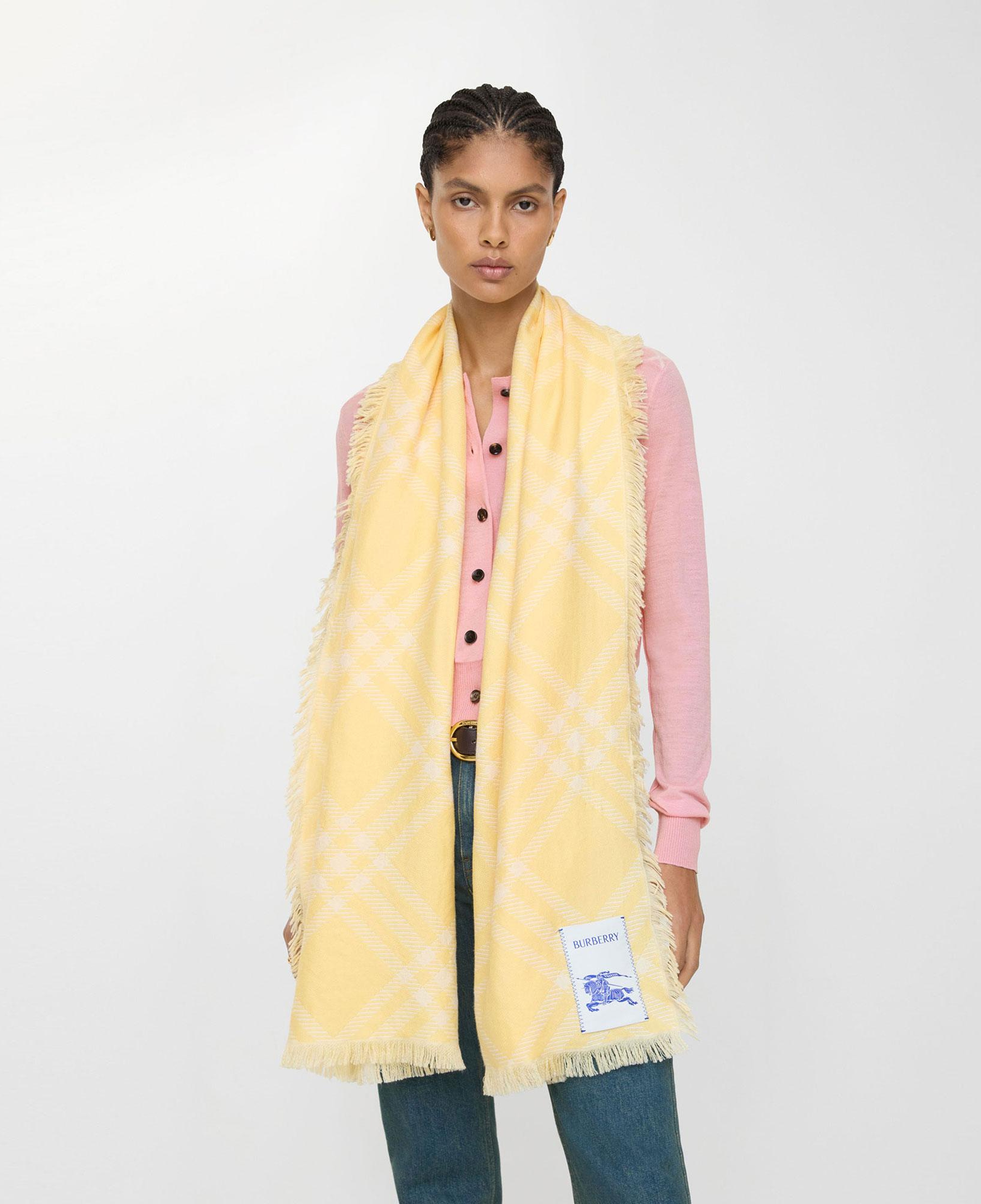 Burberry Wide Check Wool Silk Kadın Turuncu Atkı