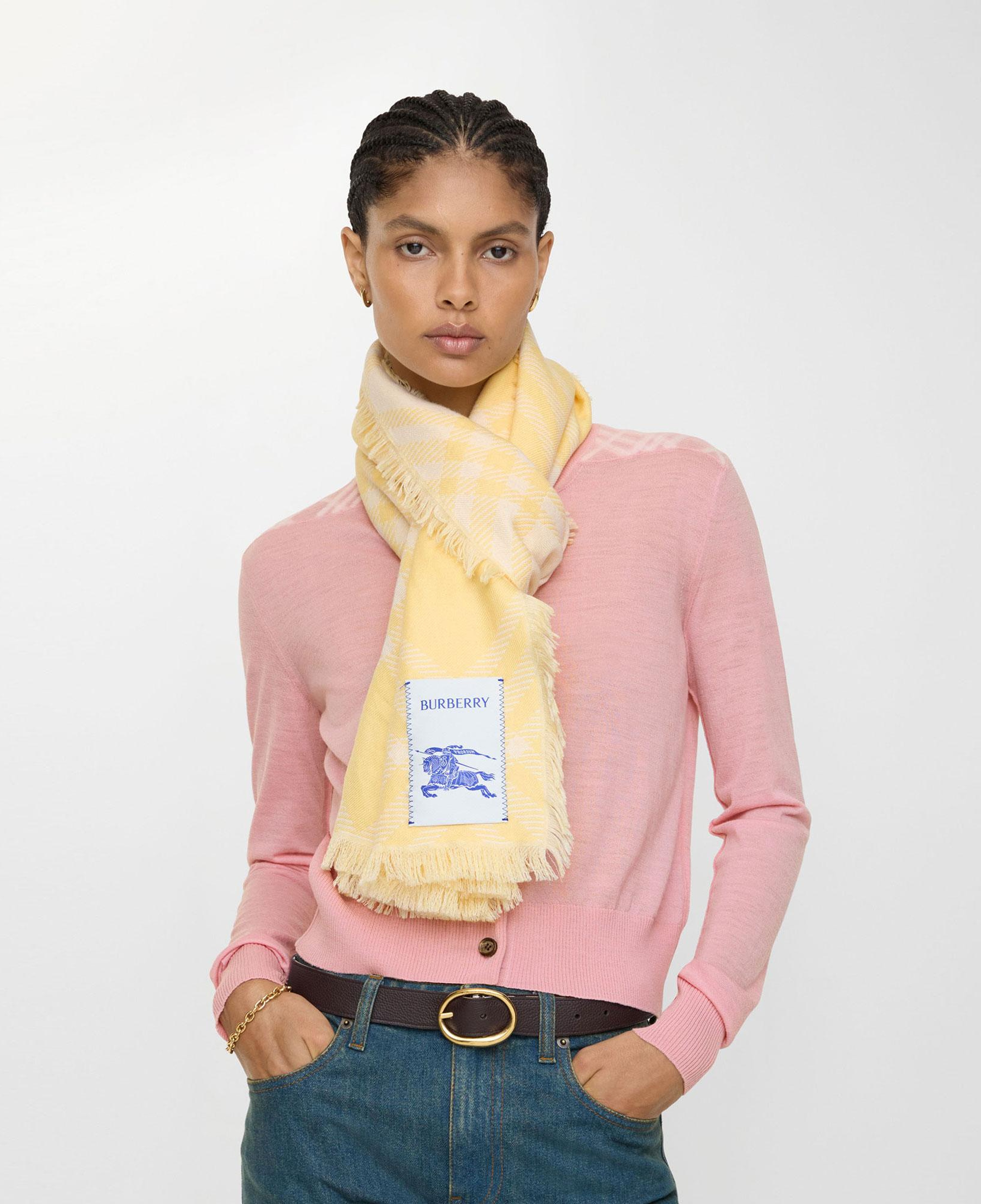 Burberry Wide Check Wool Silk Kadın Turuncu Atkı