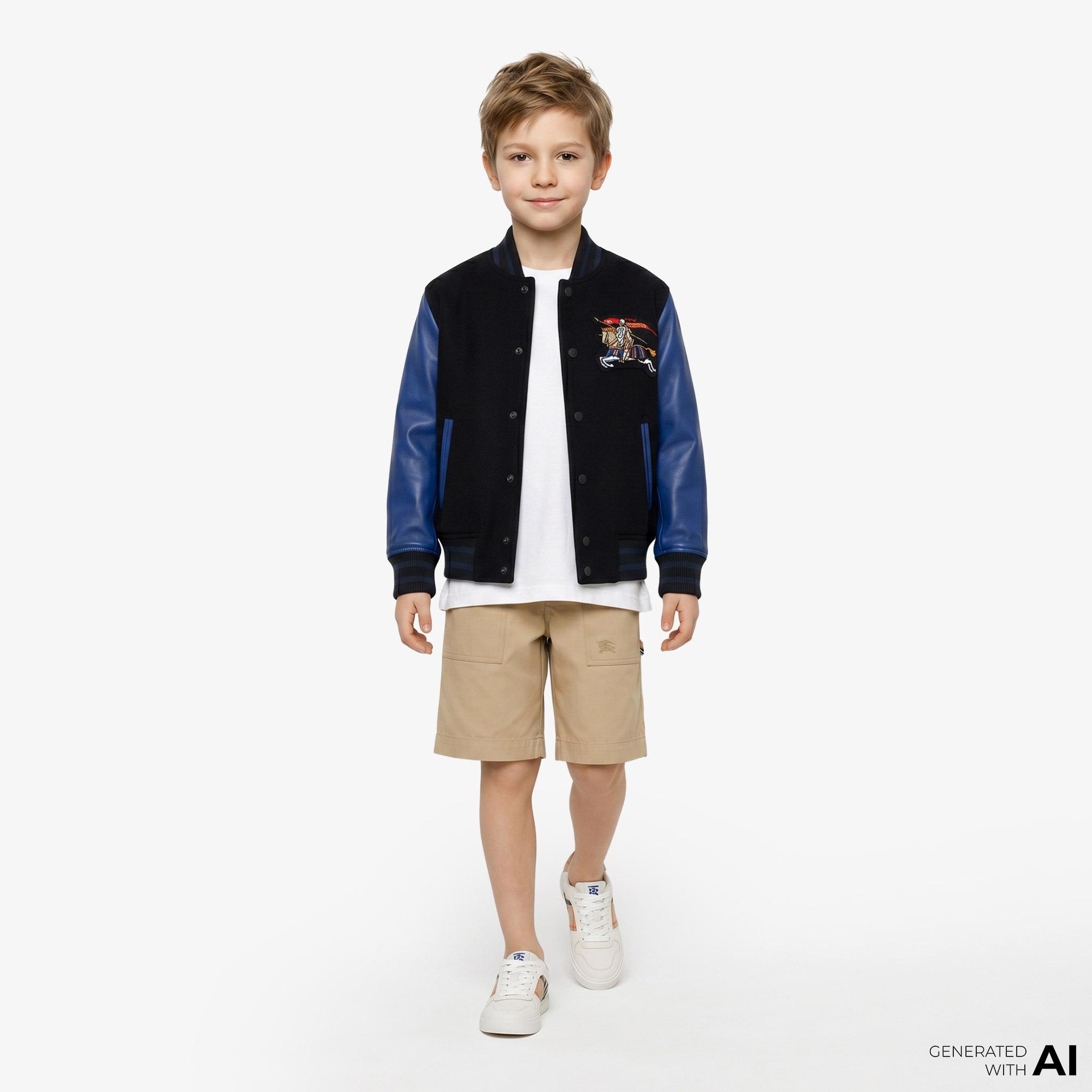 Burberry Wool Cashmere Bomber Çocuk Siyah Ceket