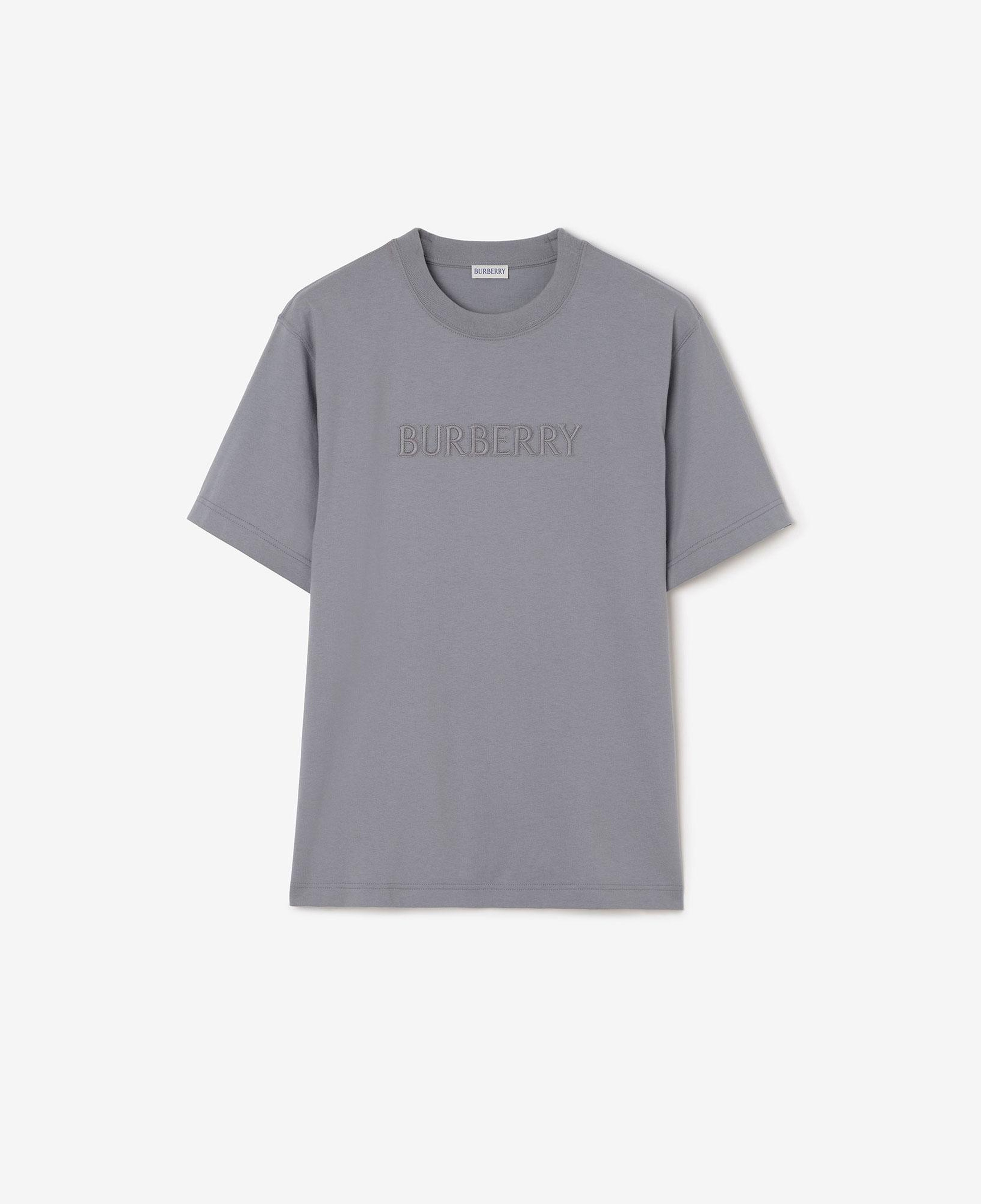 Burberry Logo Cotton Erkek Gri T-Shirt