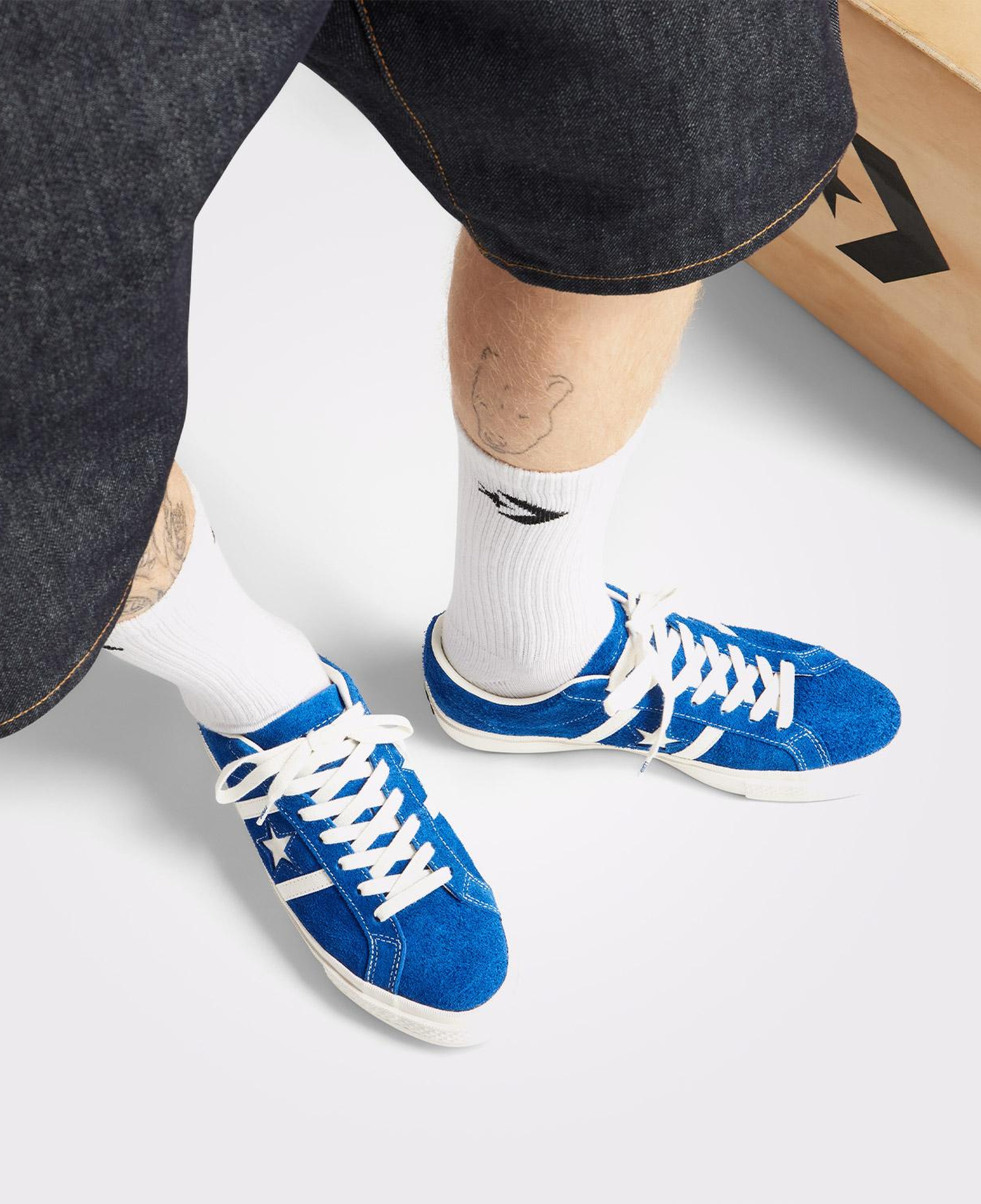 Converse One Star Academy Pro Unisex Mavi Deri Sneaker