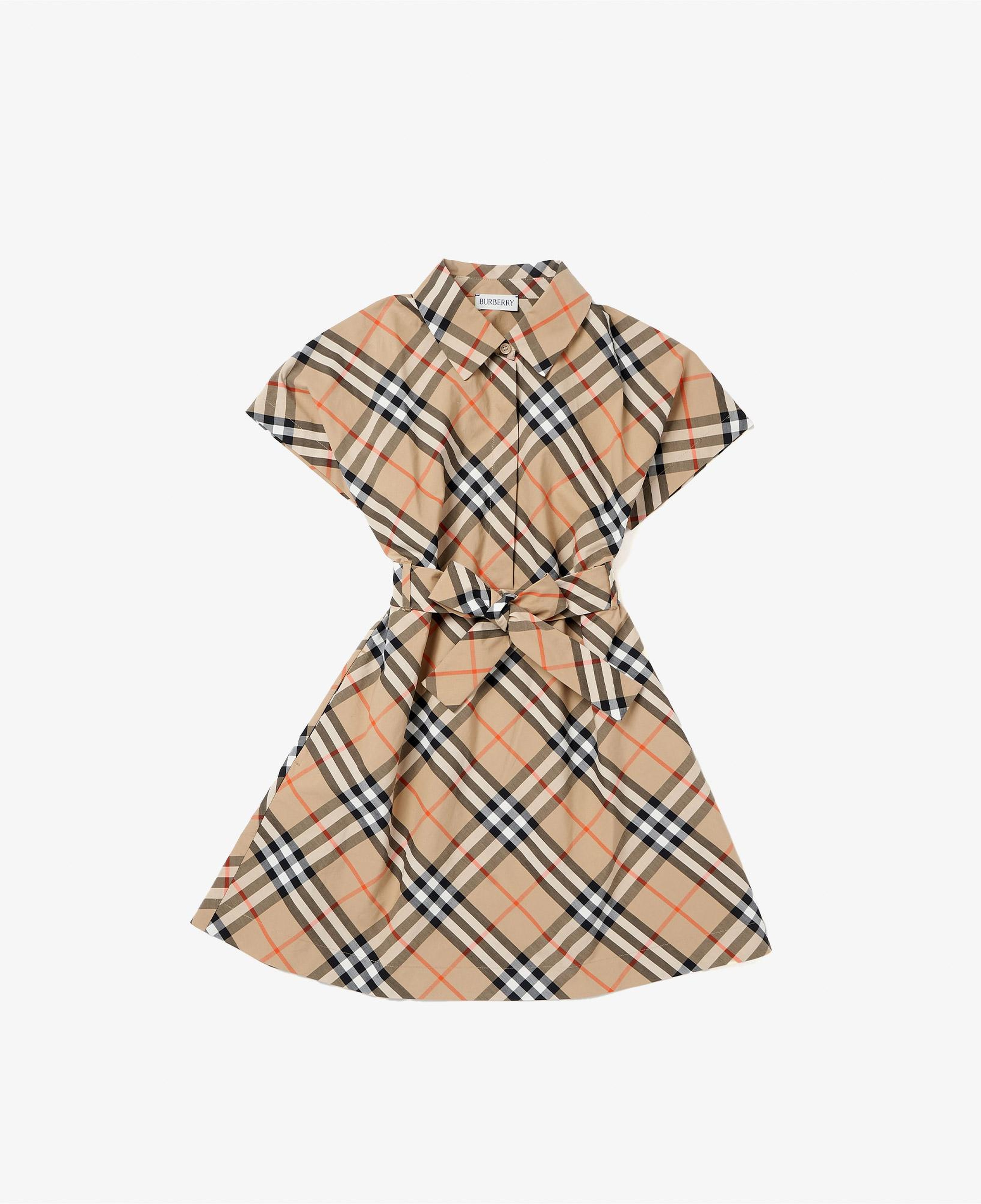 Burberry Check Pamuklu Çocuk Krem Rengi Elbise