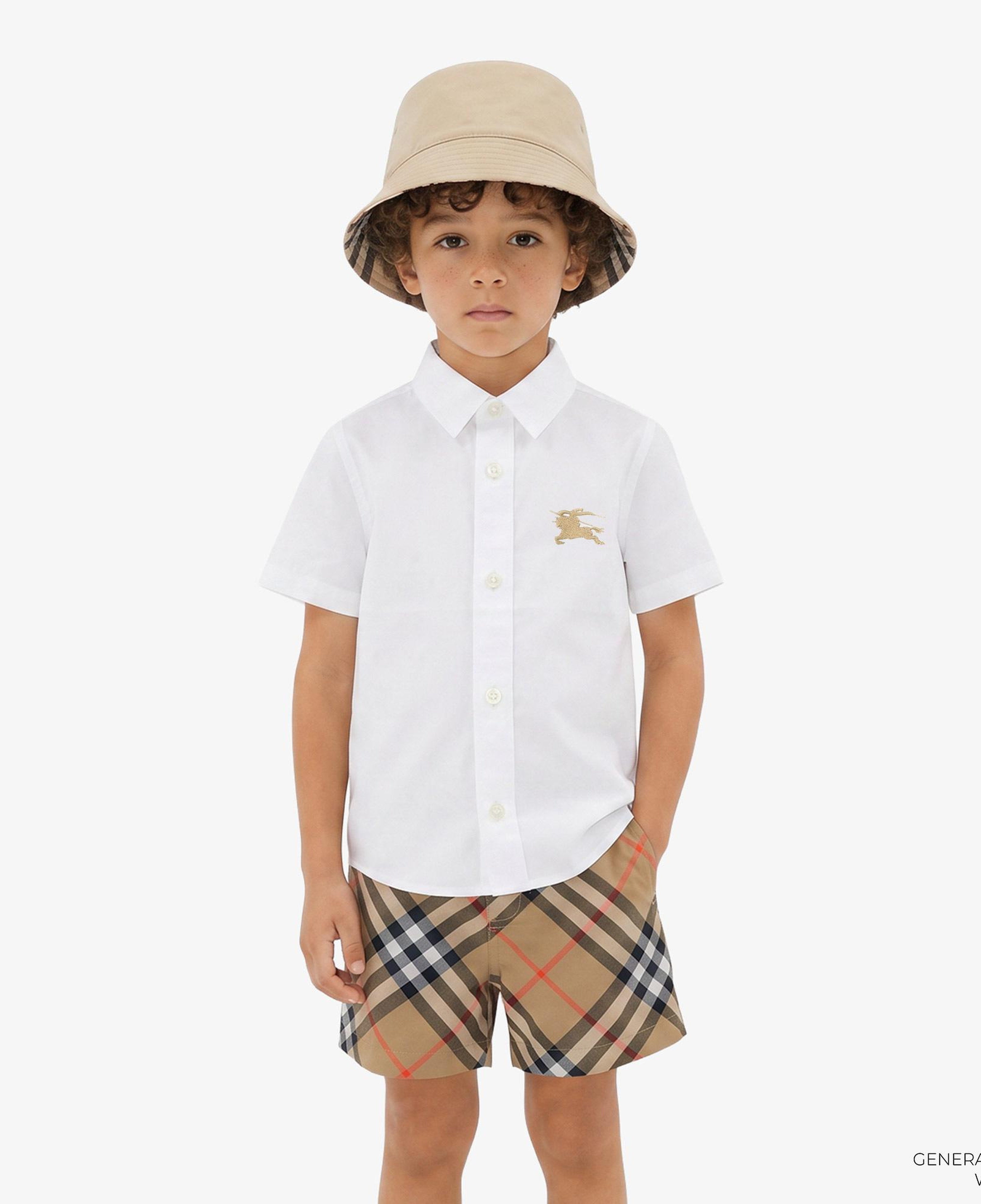 Burberry Owen Stretch Cotton Çocuk Beyaz Gömlek