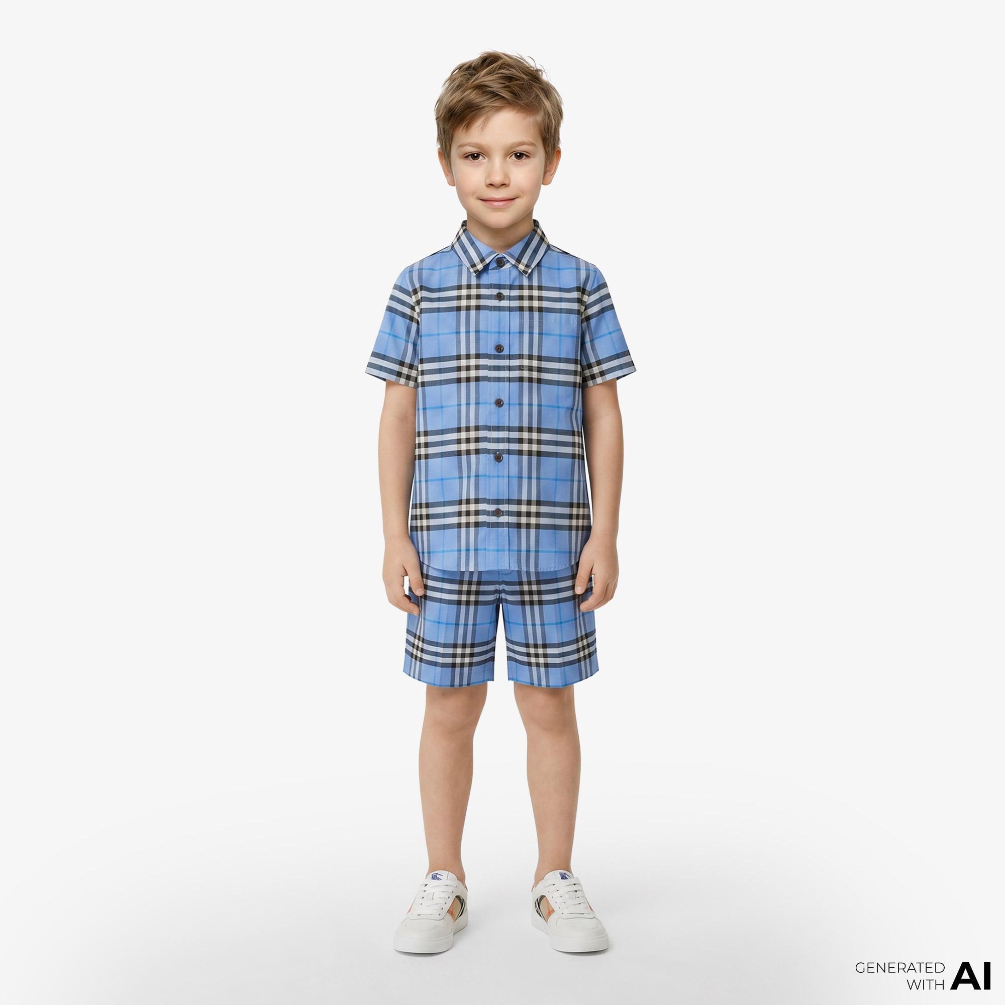 Burberry Oscar Check Çocuk Mavi Şort