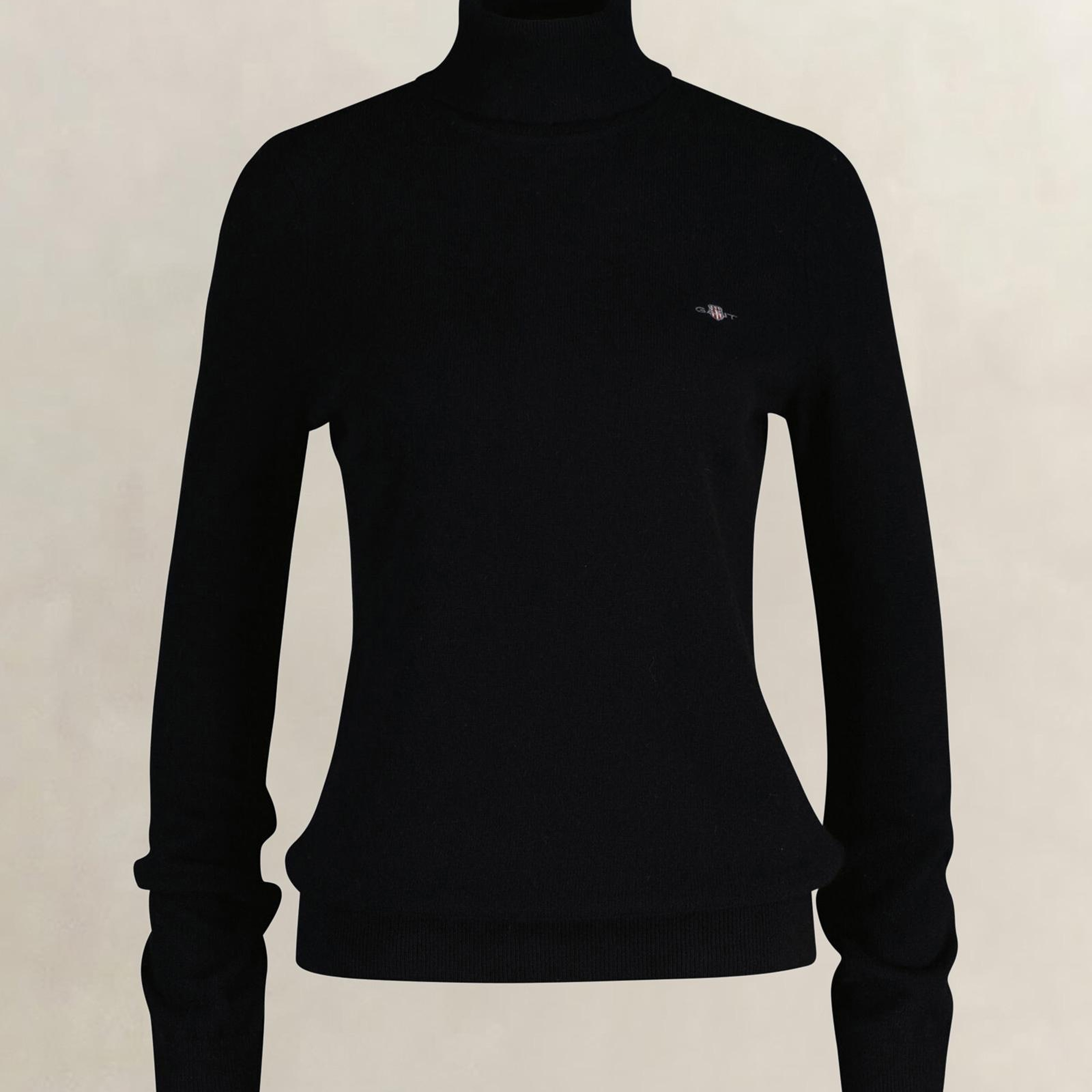 GANT Kadın Siyah Regular Fit Boğazlı Yaka Yün Kazak