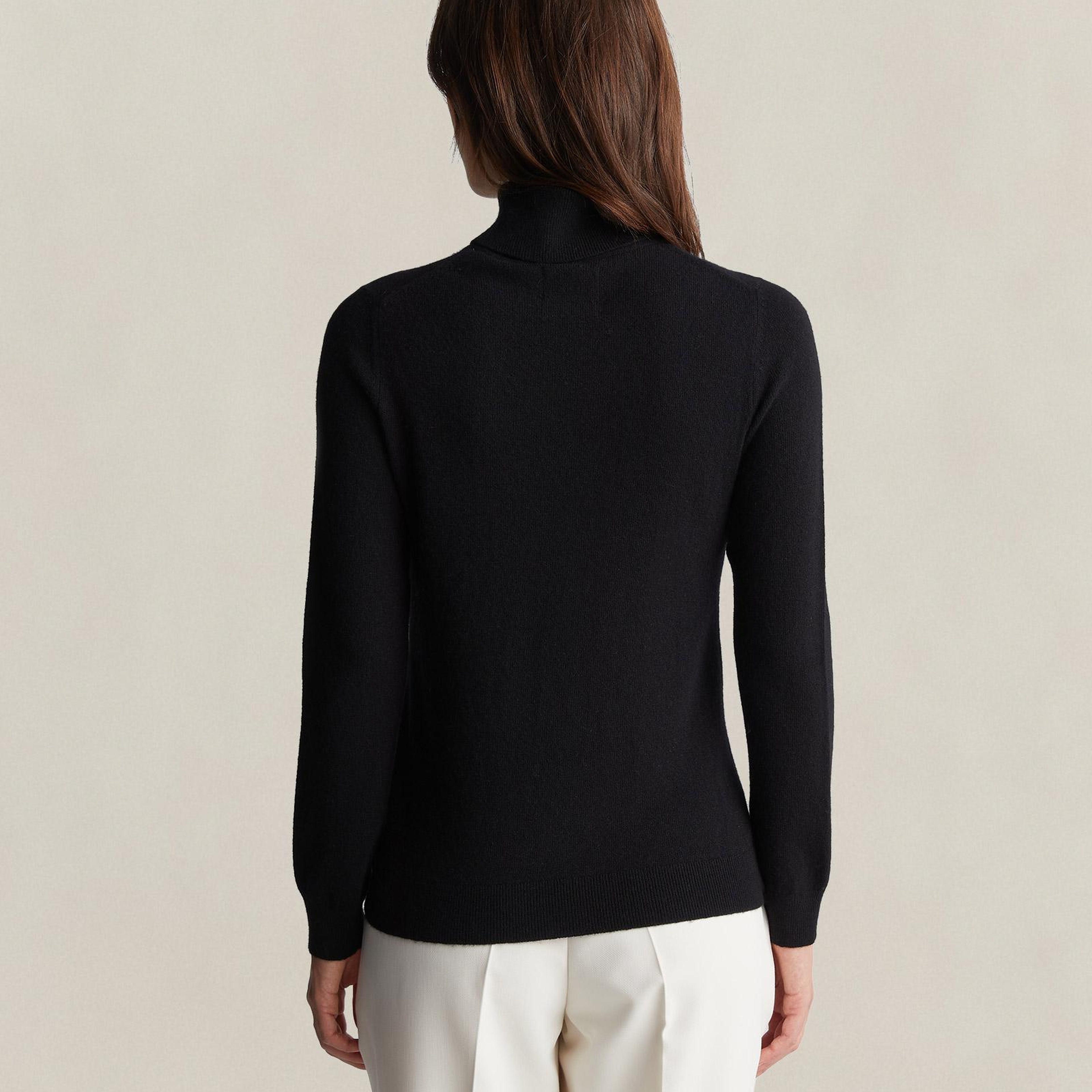 GANT Kadın Siyah Regular Fit Boğazlı Yaka Yün Kazak