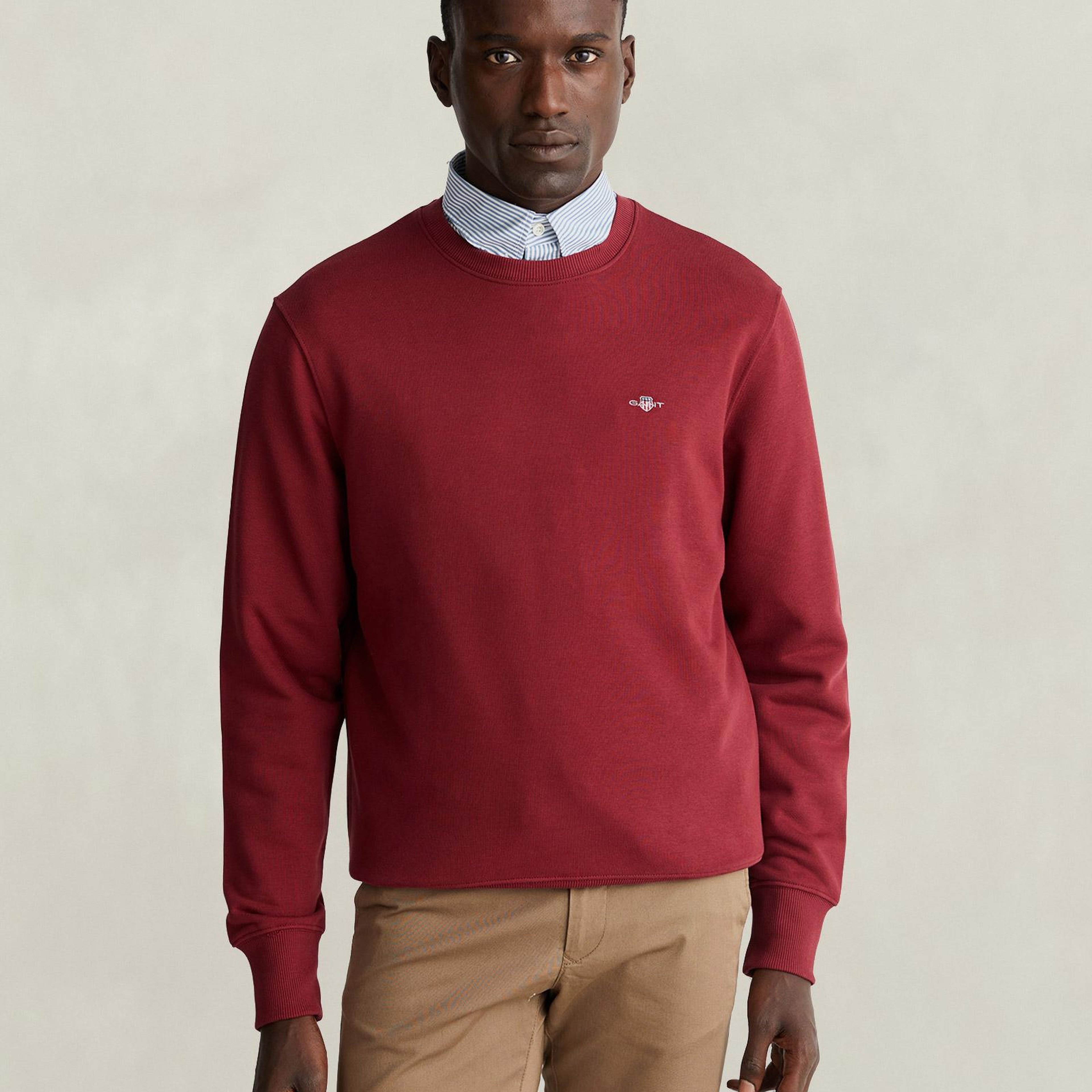 GANT Erkek Bordo Regular Fit Bisiklet Yaka Sweatshirt