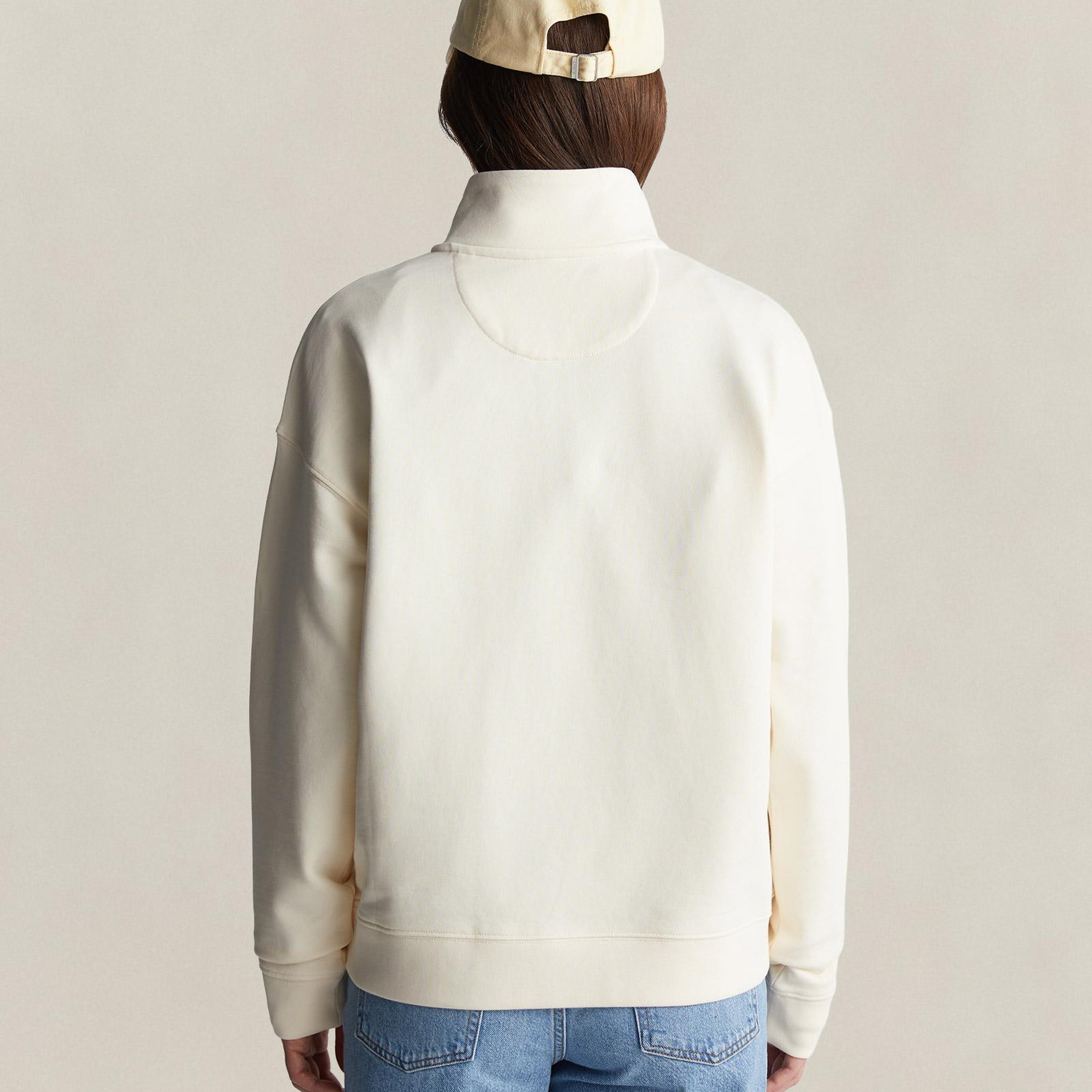 GANT Kadın Krem Yarım Fermuarlı Sweatshirt