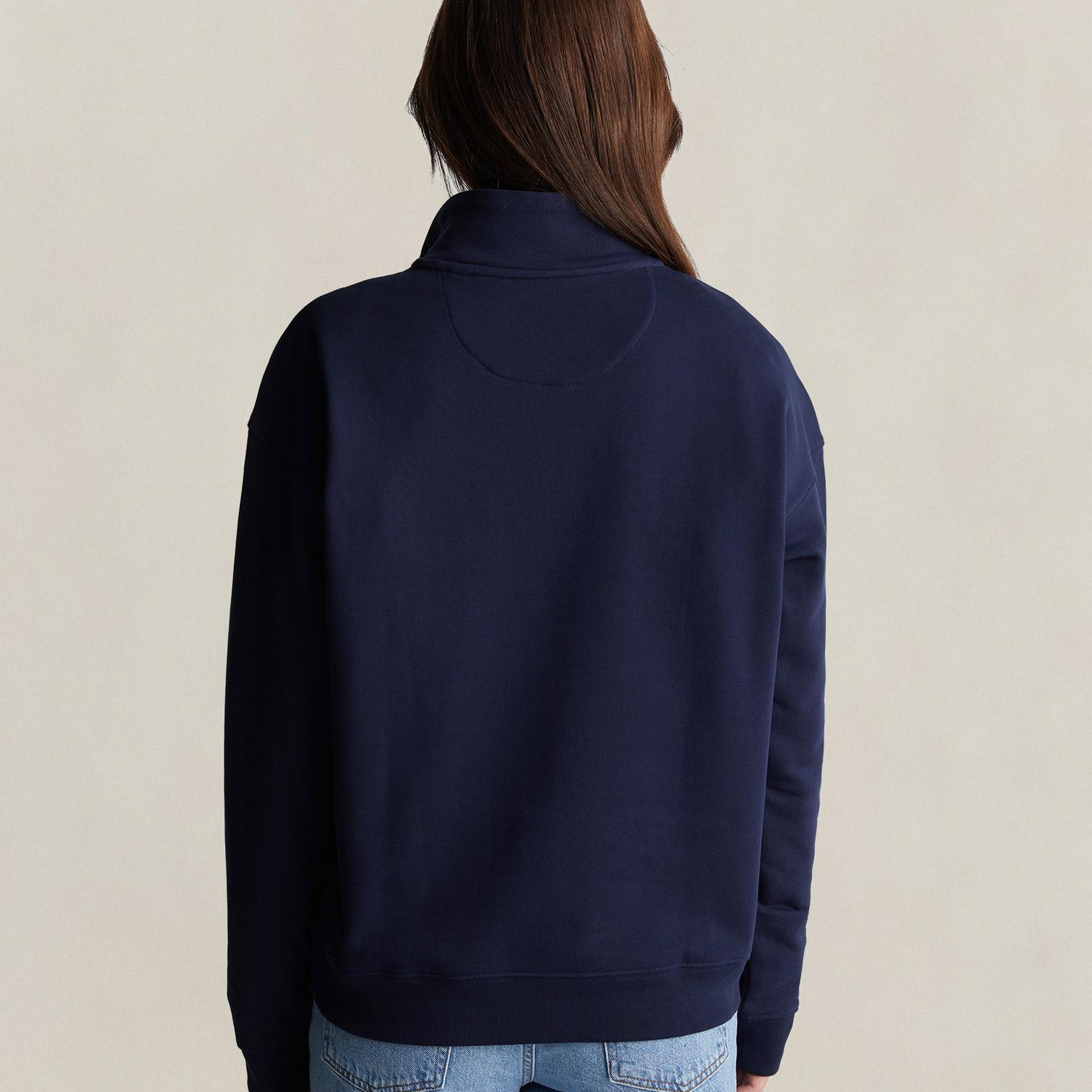 GANT Kadın Lacivert Yarım Fermuarlı Sweatshirt