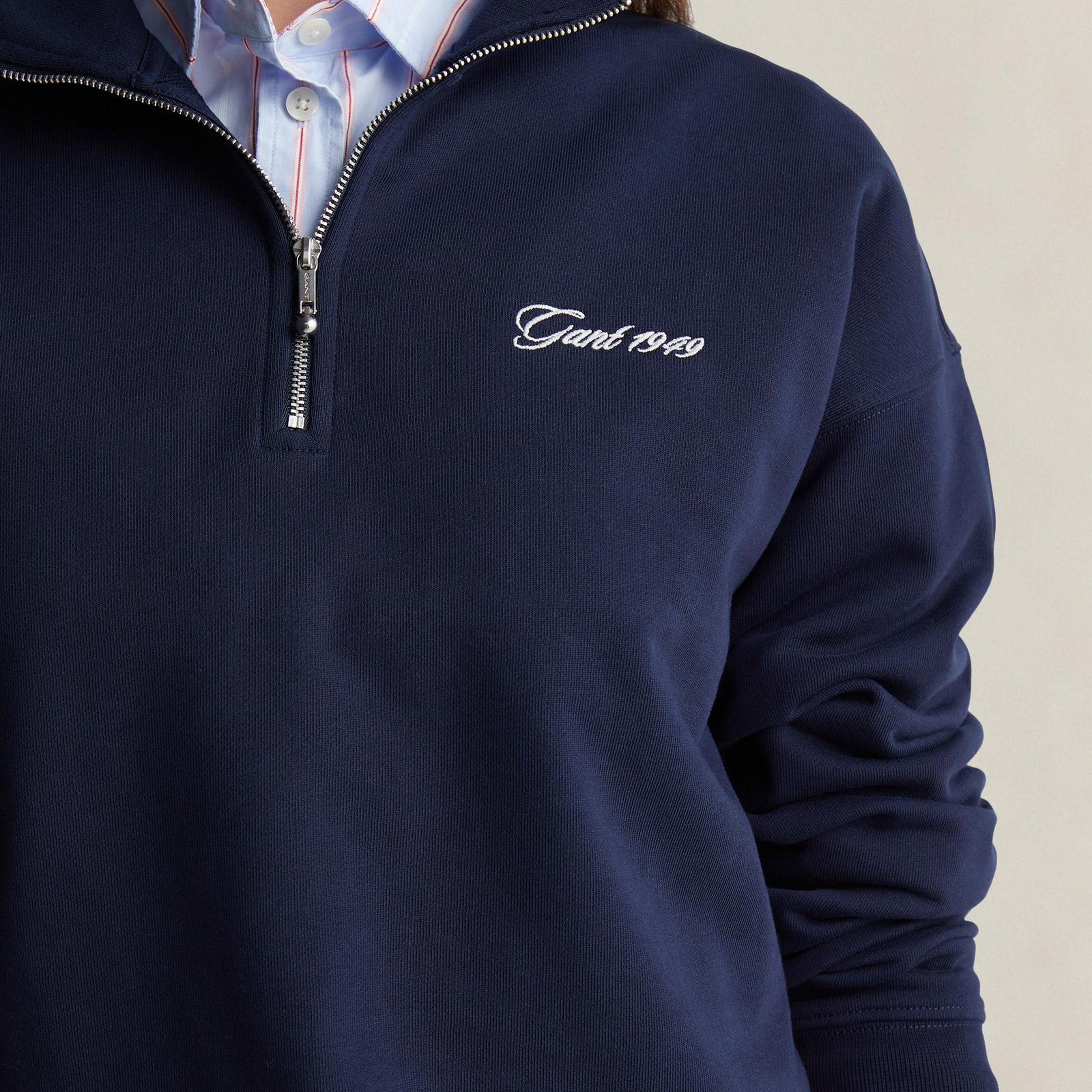 GANT Kadın Lacivert Yarım Fermuarlı Sweatshirt