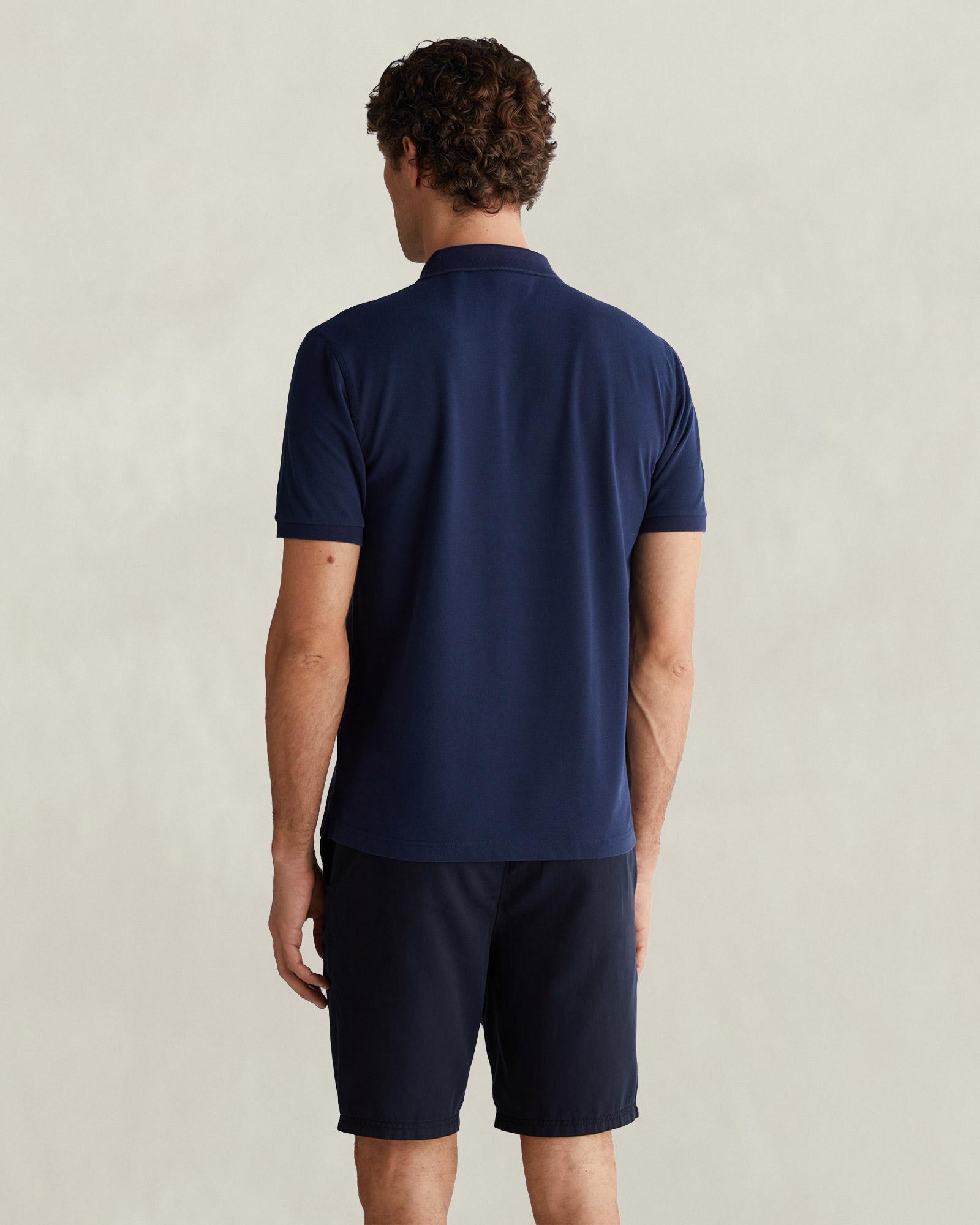 GANT Erkek Lacivert Regular Fit Yarım Fermuarlı Polo Yaka T-Shirt