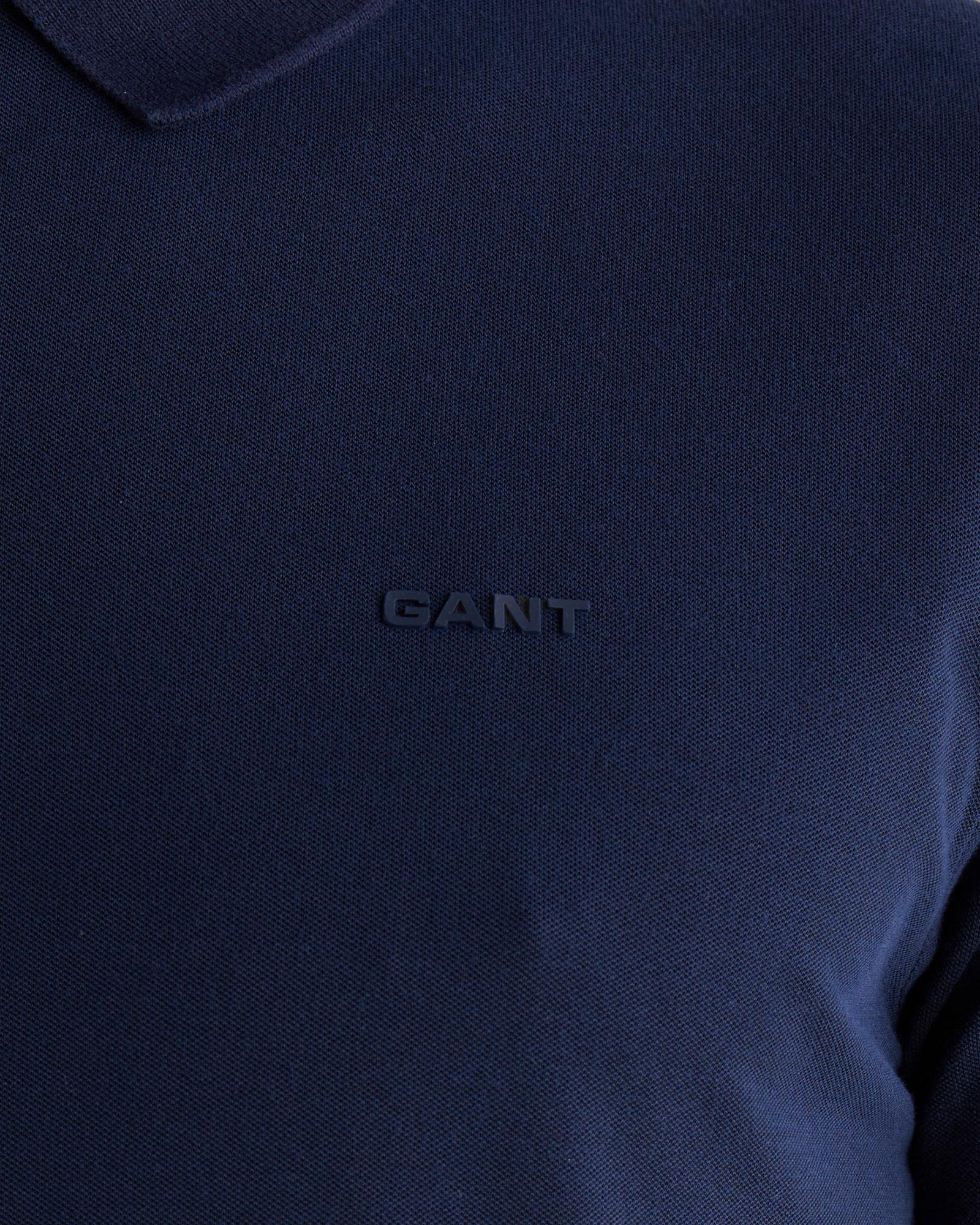 GANT Erkek Lacivert Regular Fit Yarım Fermuarlı Polo Yaka T-Shirt