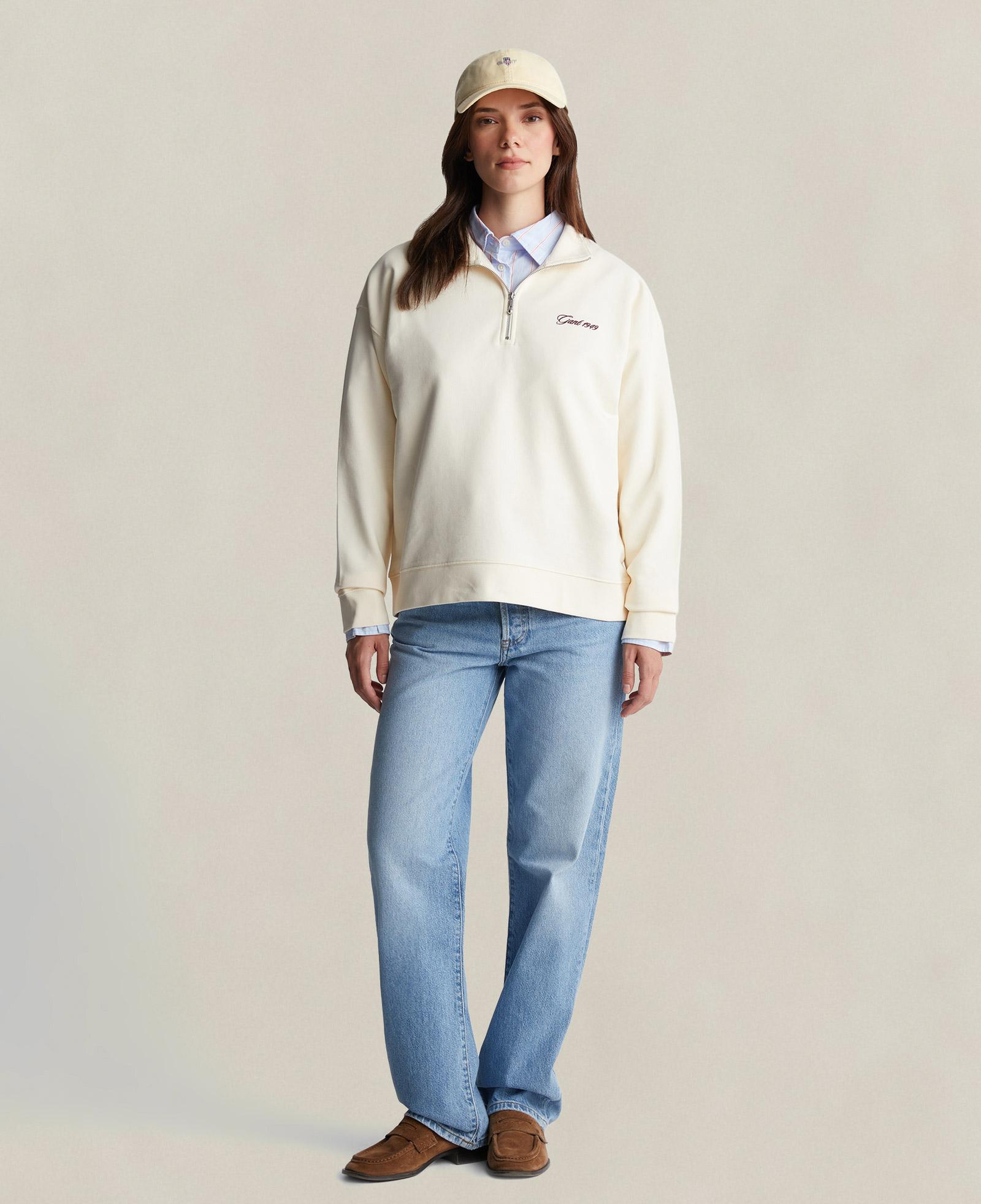 GANT Kadın Krem Yarım Fermuarlı Sweatshirt