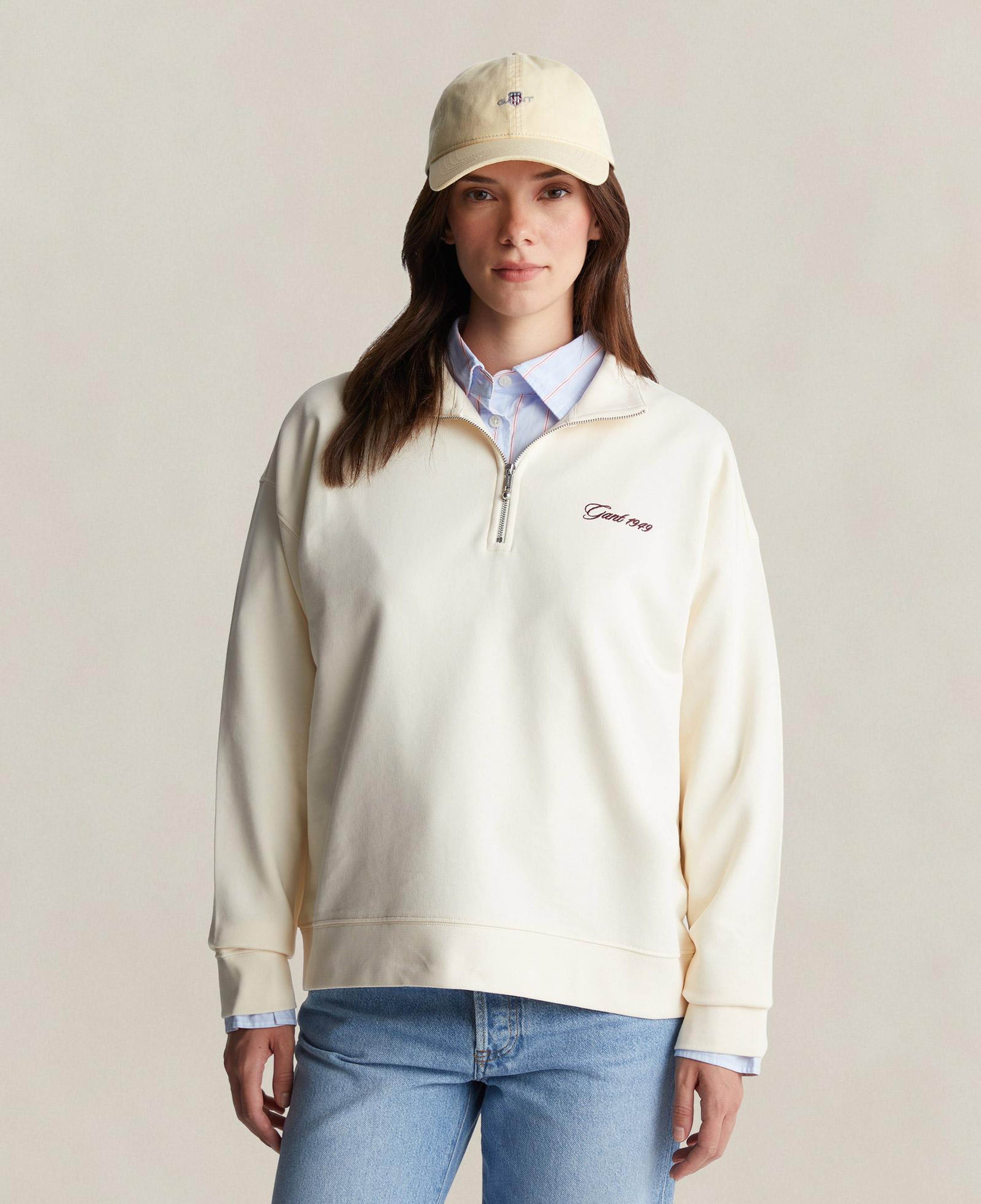 GANT Kadın Krem Yarım Fermuarlı Sweatshirt