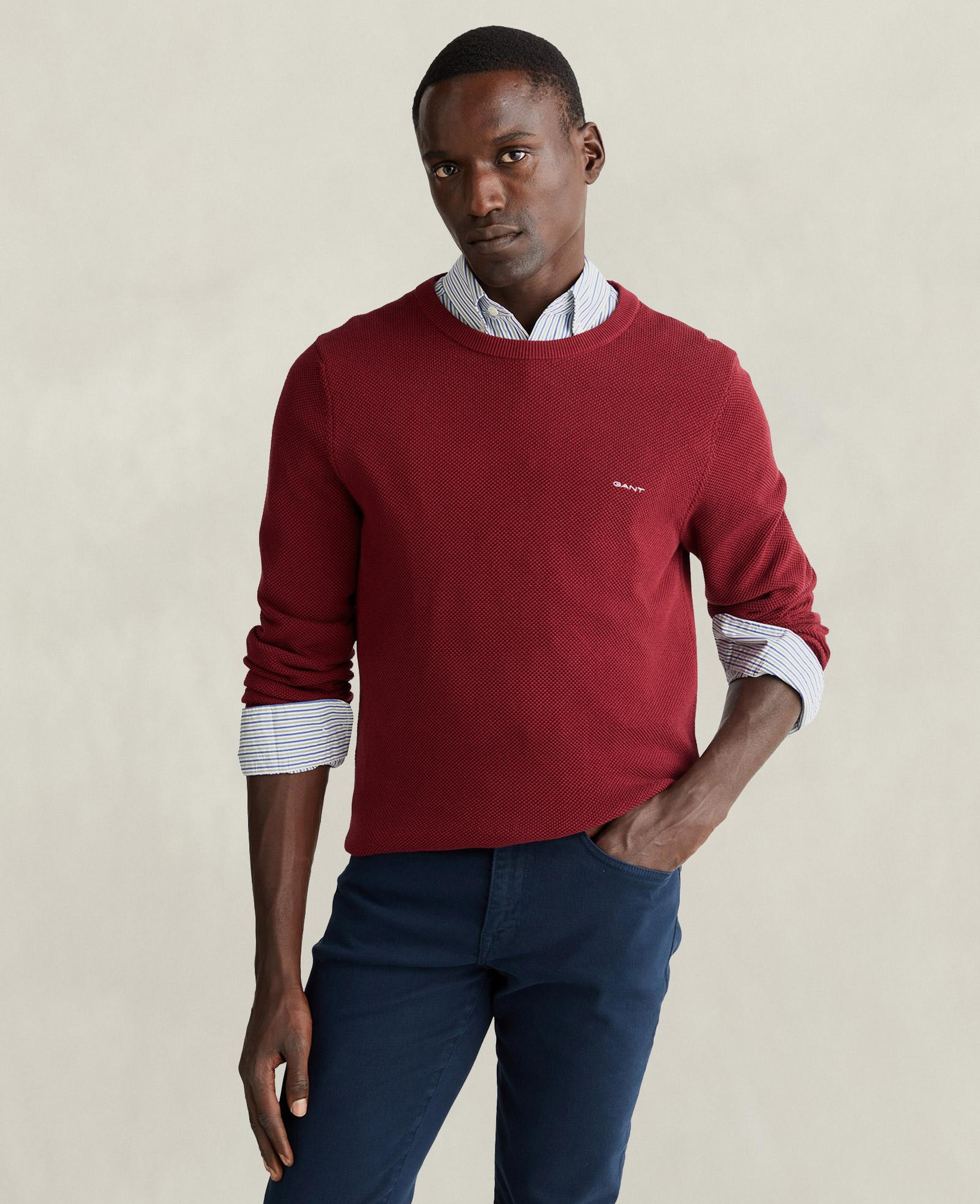 GANT Erkek Bordo Regular Fit Bisiklet Yaka Kazak