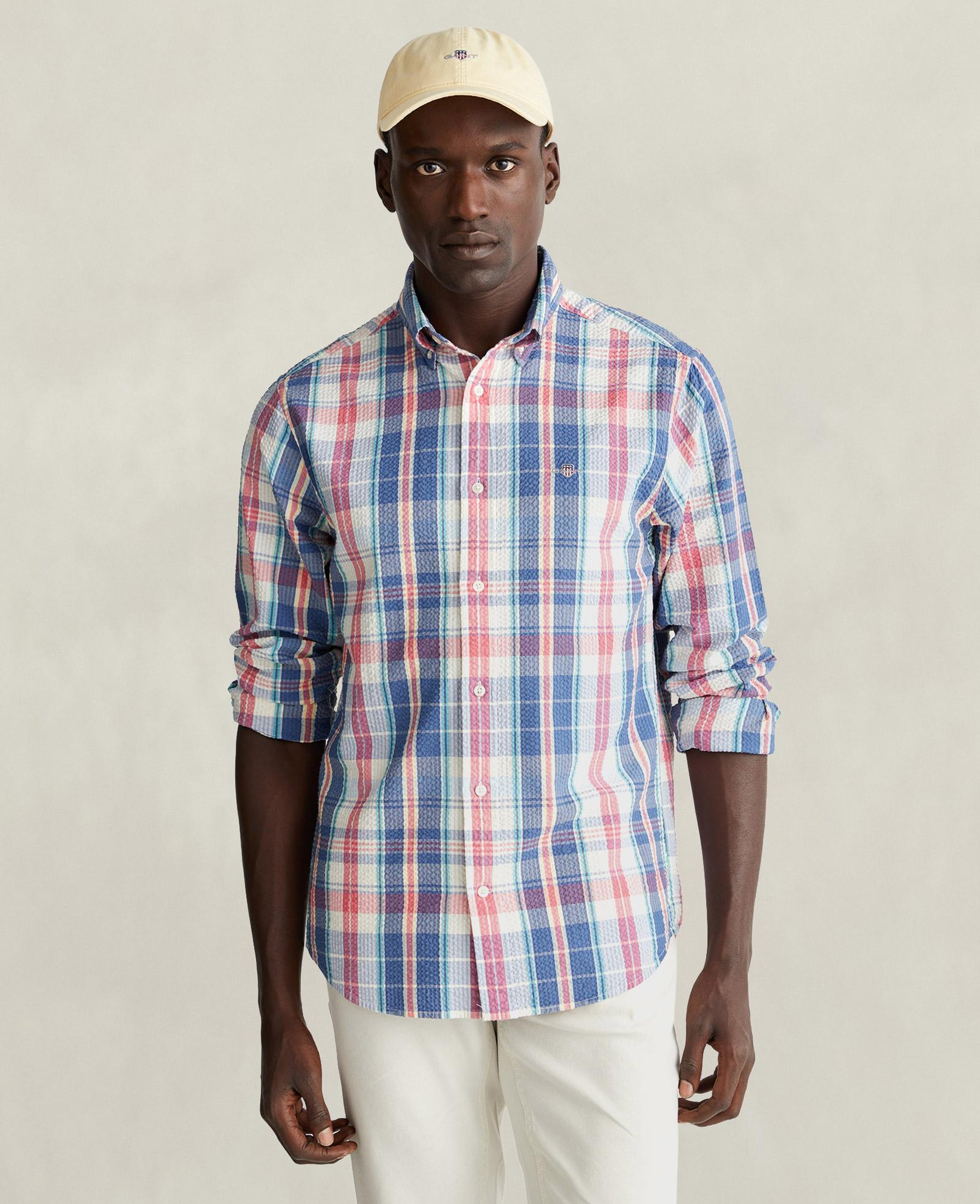 GANT Erkek Mavi Regular Fit Kareli Logolu Gömlek