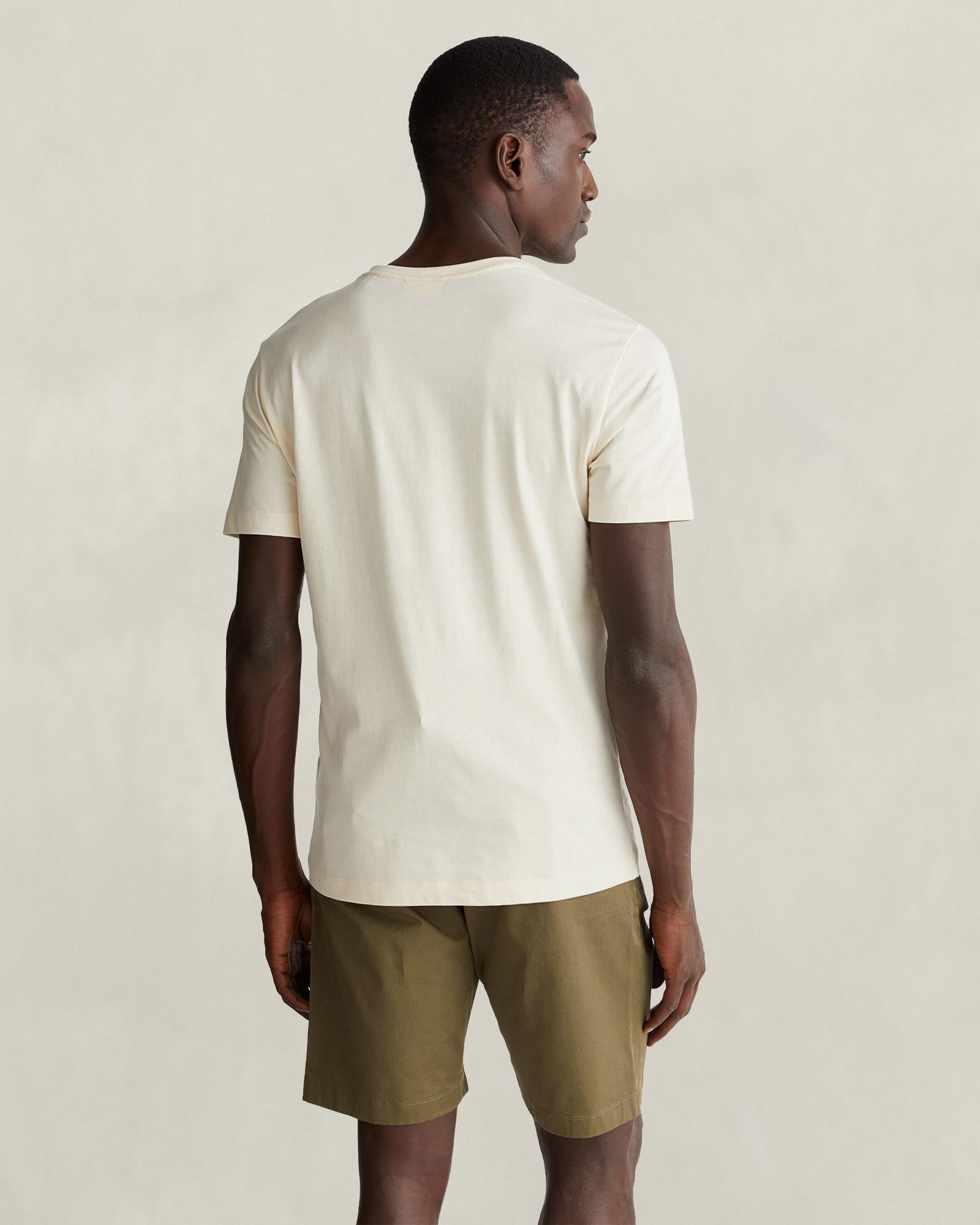 GANT Erkek Krem Bisiklet Yaka Regular Fit Logolu T-Shirt