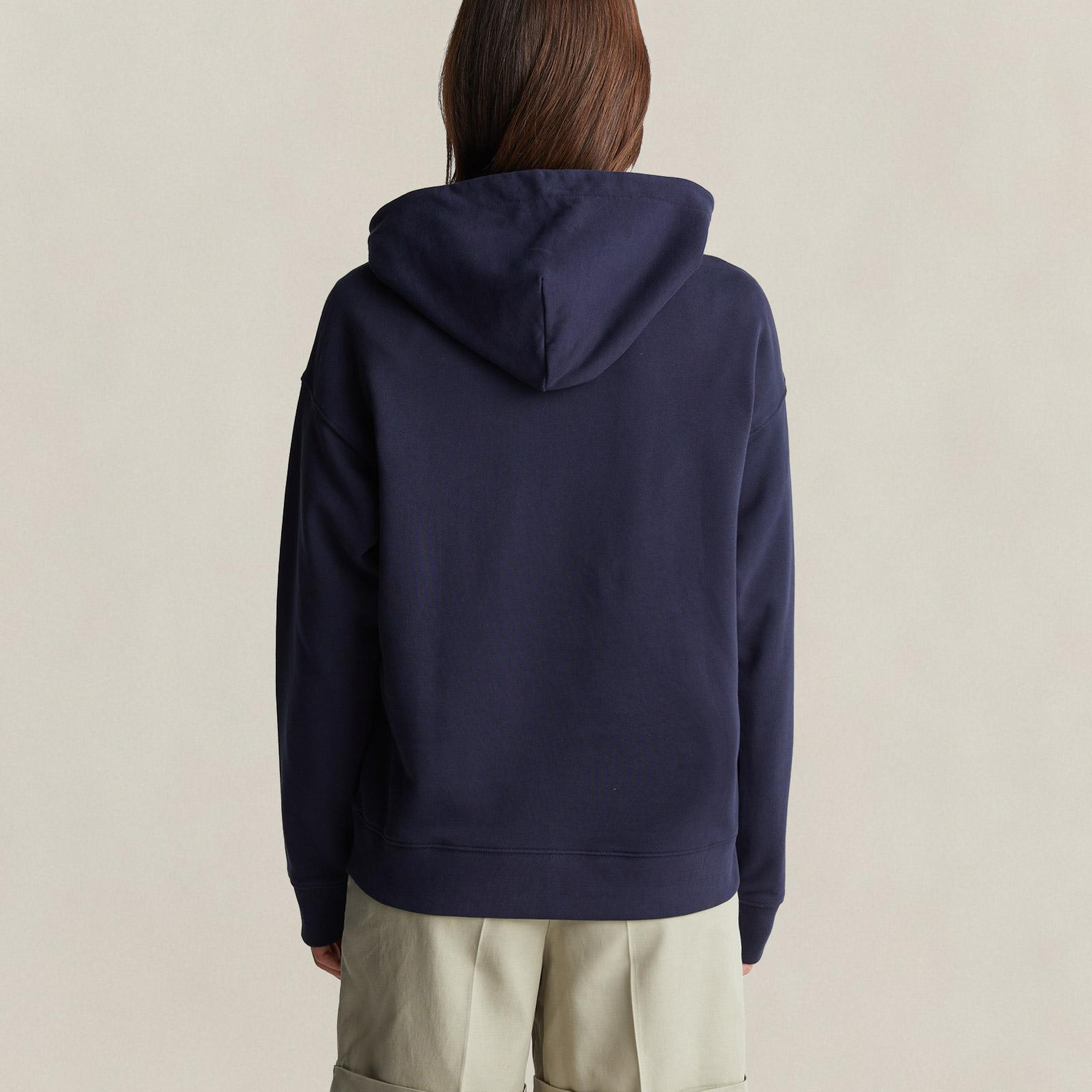 GANT Kadın Lacivert Regular Fit Kapüşonlu Sweatshirt