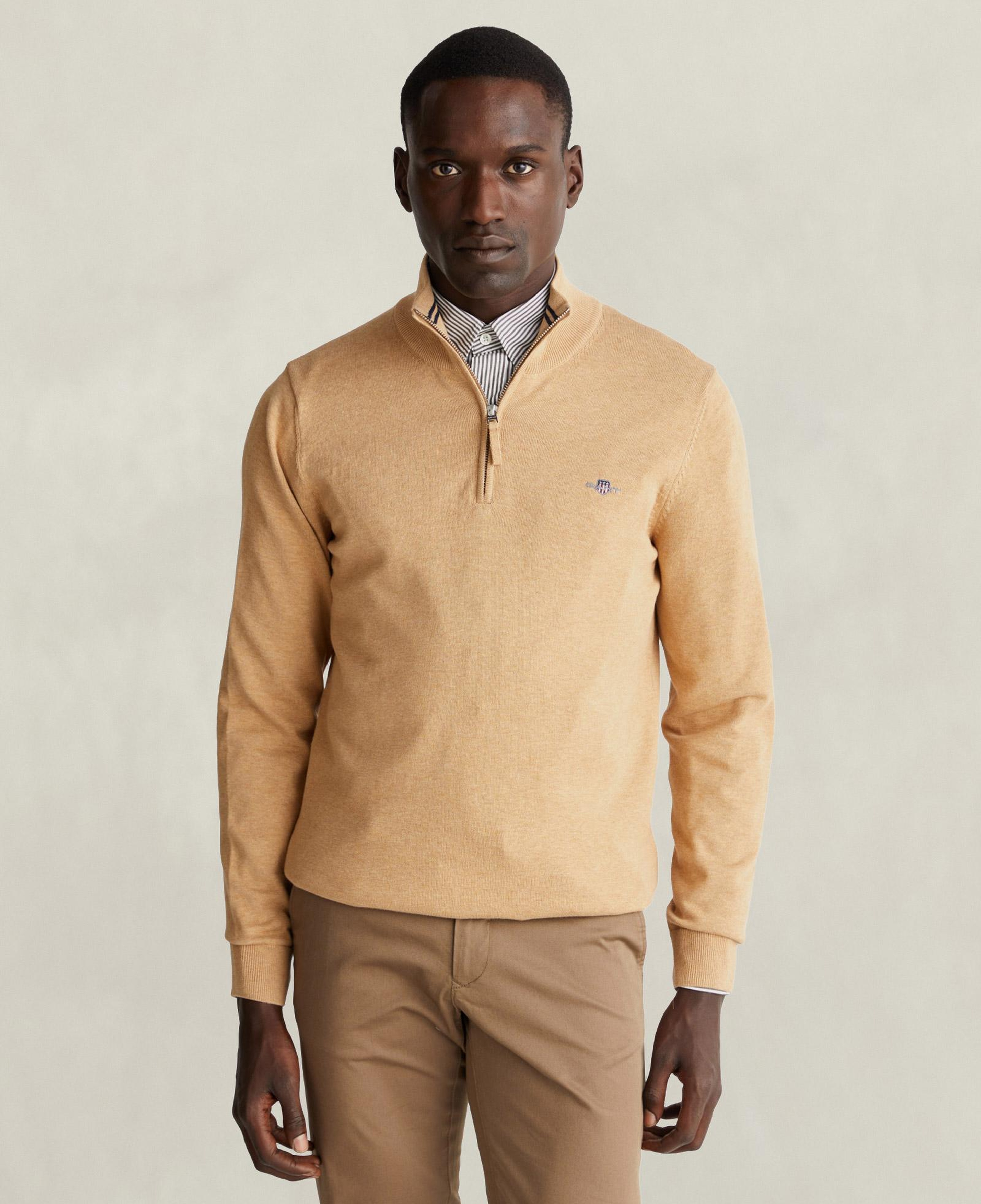 GANT Erkek Bej Regular Fit Yarım Fermuarlı Kazak