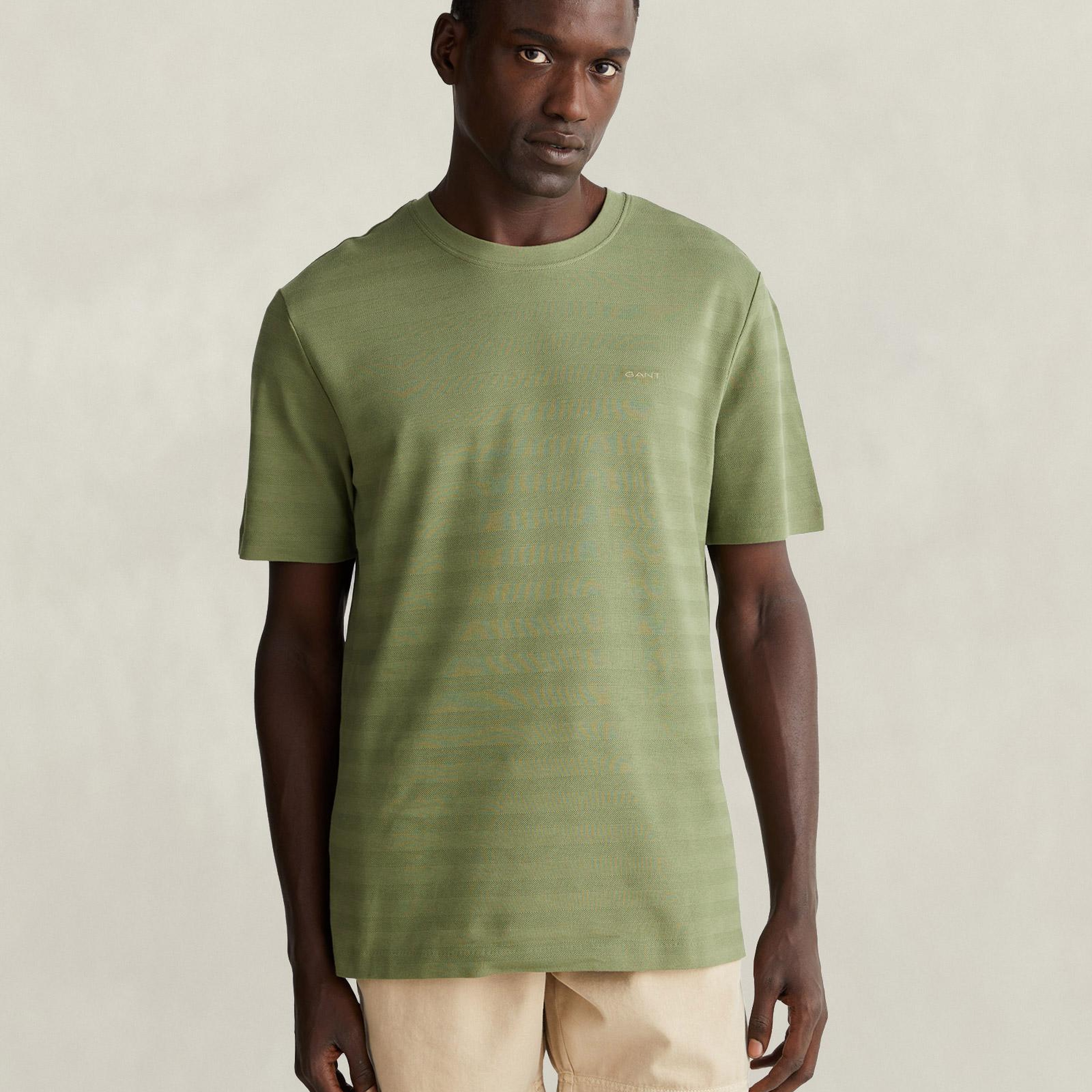 GANT Erkek Yeşil Bisiklet Yaka Regular Fit T-Shirt