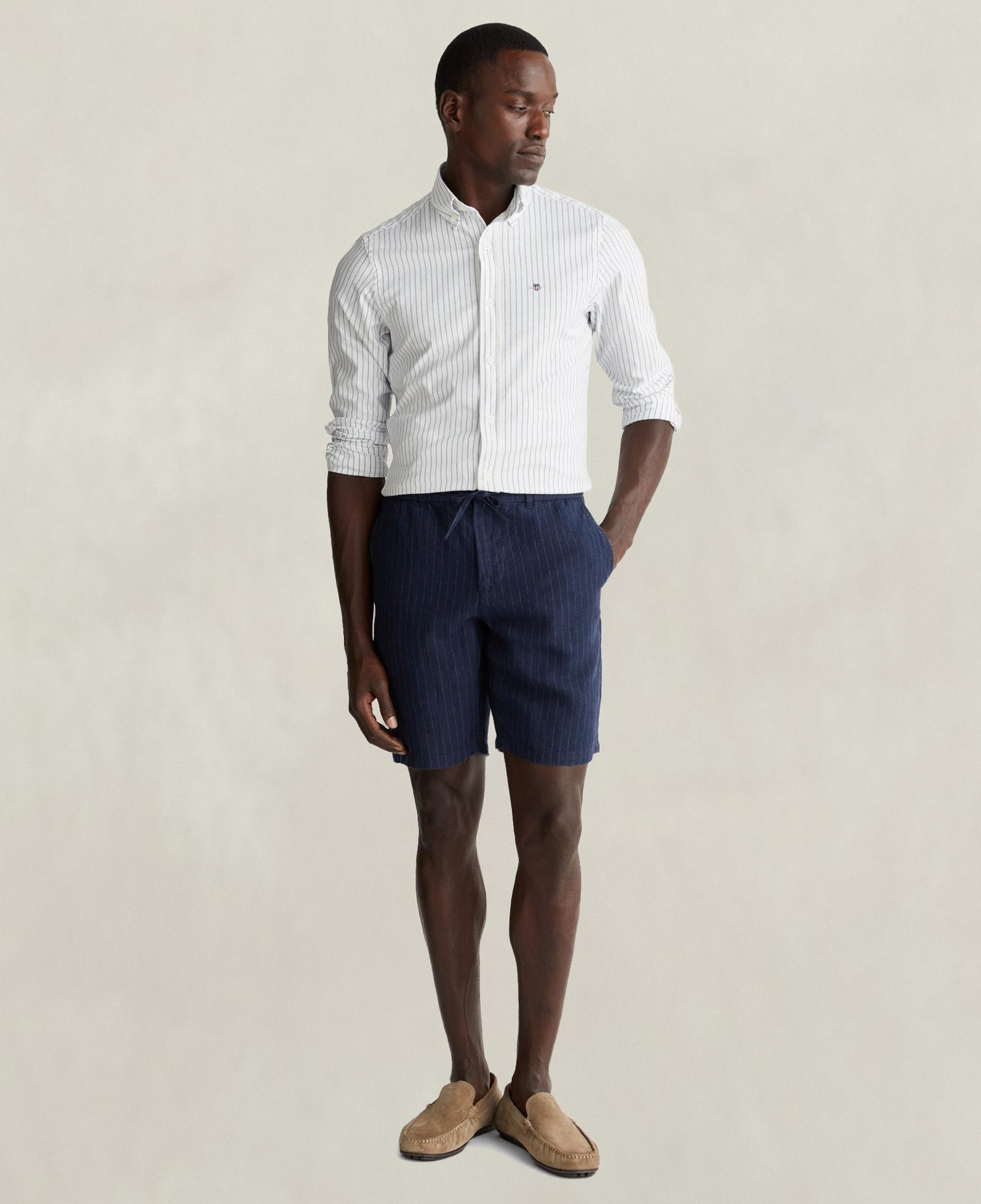 GANT Erkek Beyaz Slim Fit Çizgili Logolu Gömlek