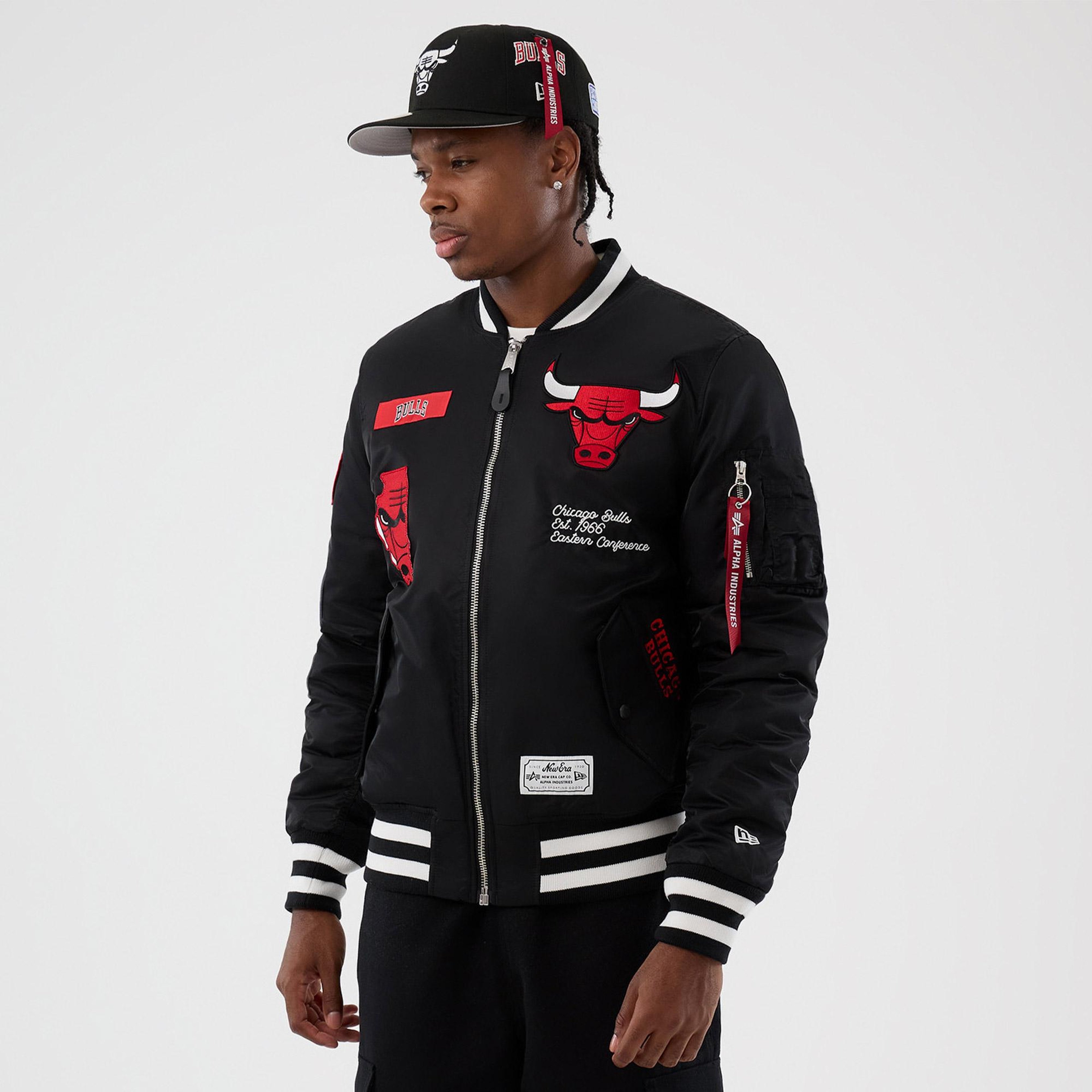 Chicago Bulls x Alpha x New Era MA-1 Siyah Bomber Ceket