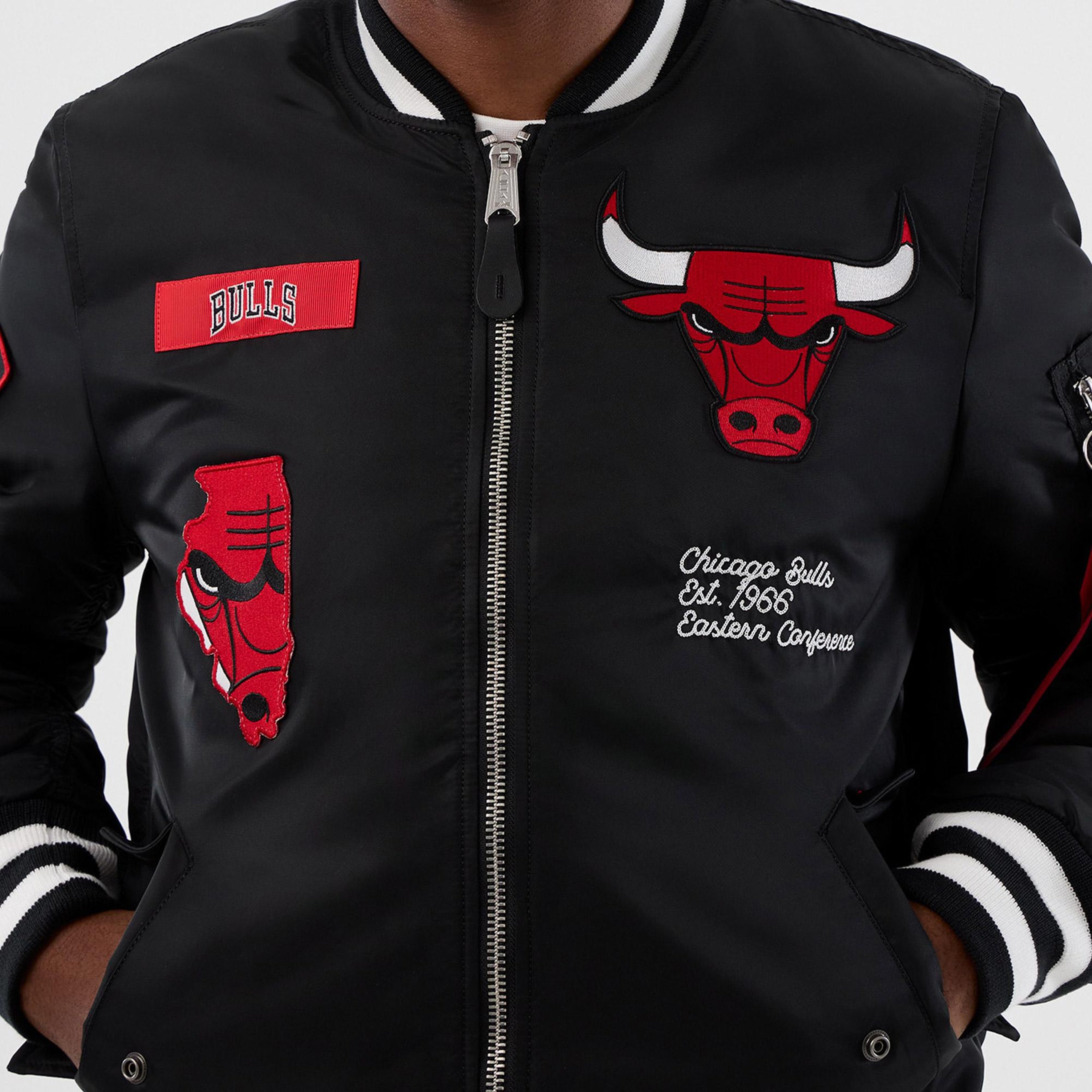 Chicago Bulls x Alpha x New Era MA-1 Siyah Bomber Ceket