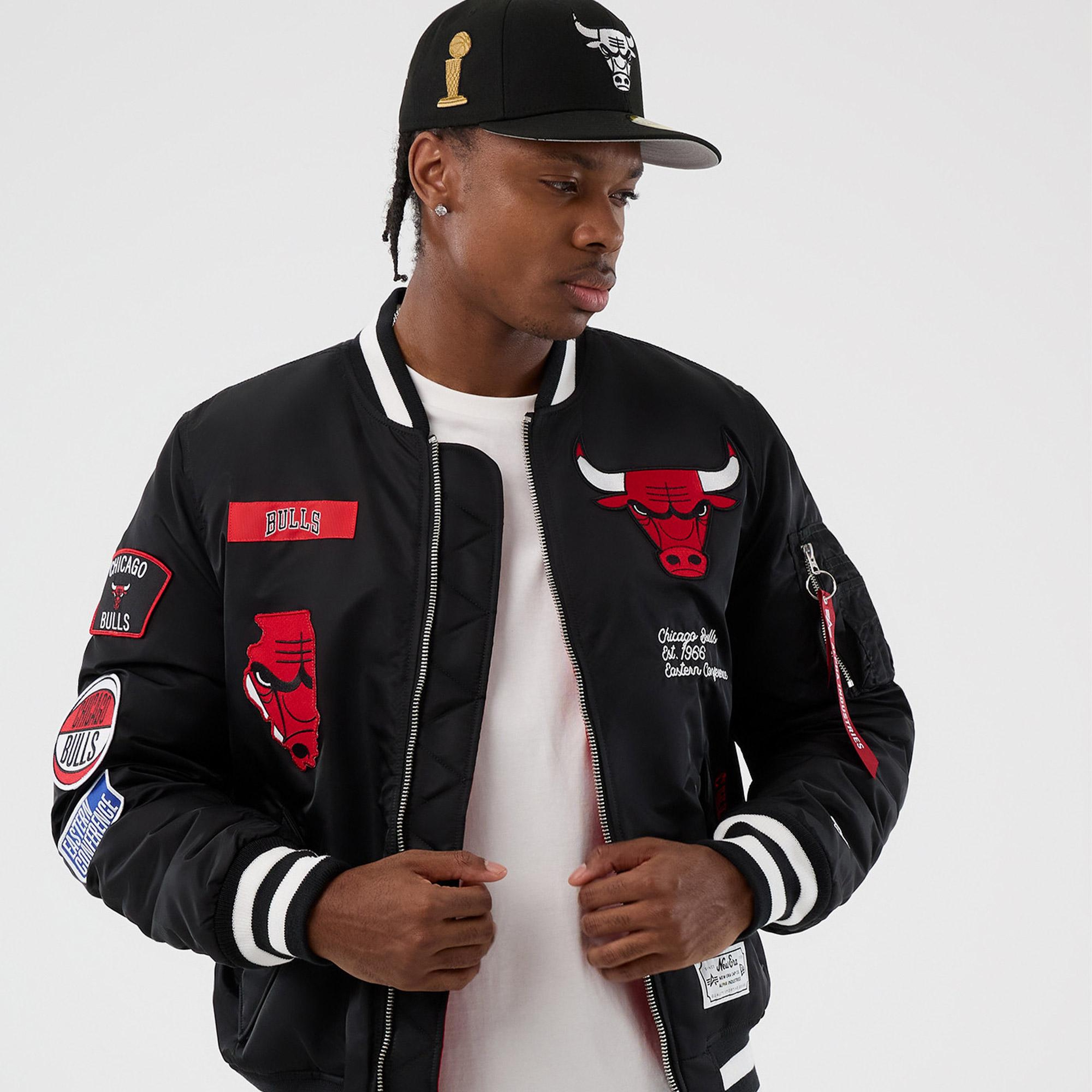 Chicago Bulls x Alpha x New Era MA-1 Siyah Bomber Ceket