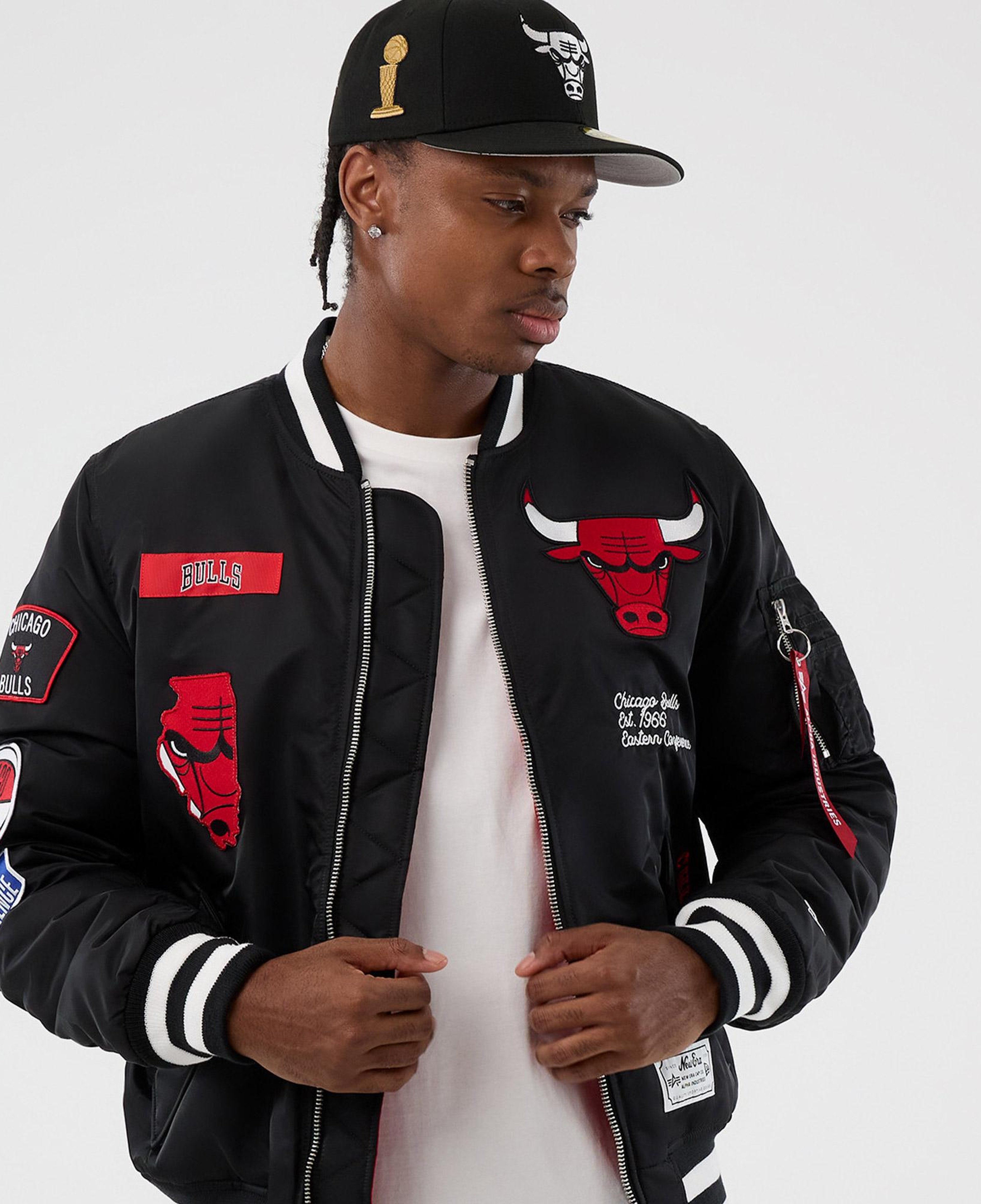 Chicago Bulls x Alpha x New Era MA-1 Siyah Bomber Ceket