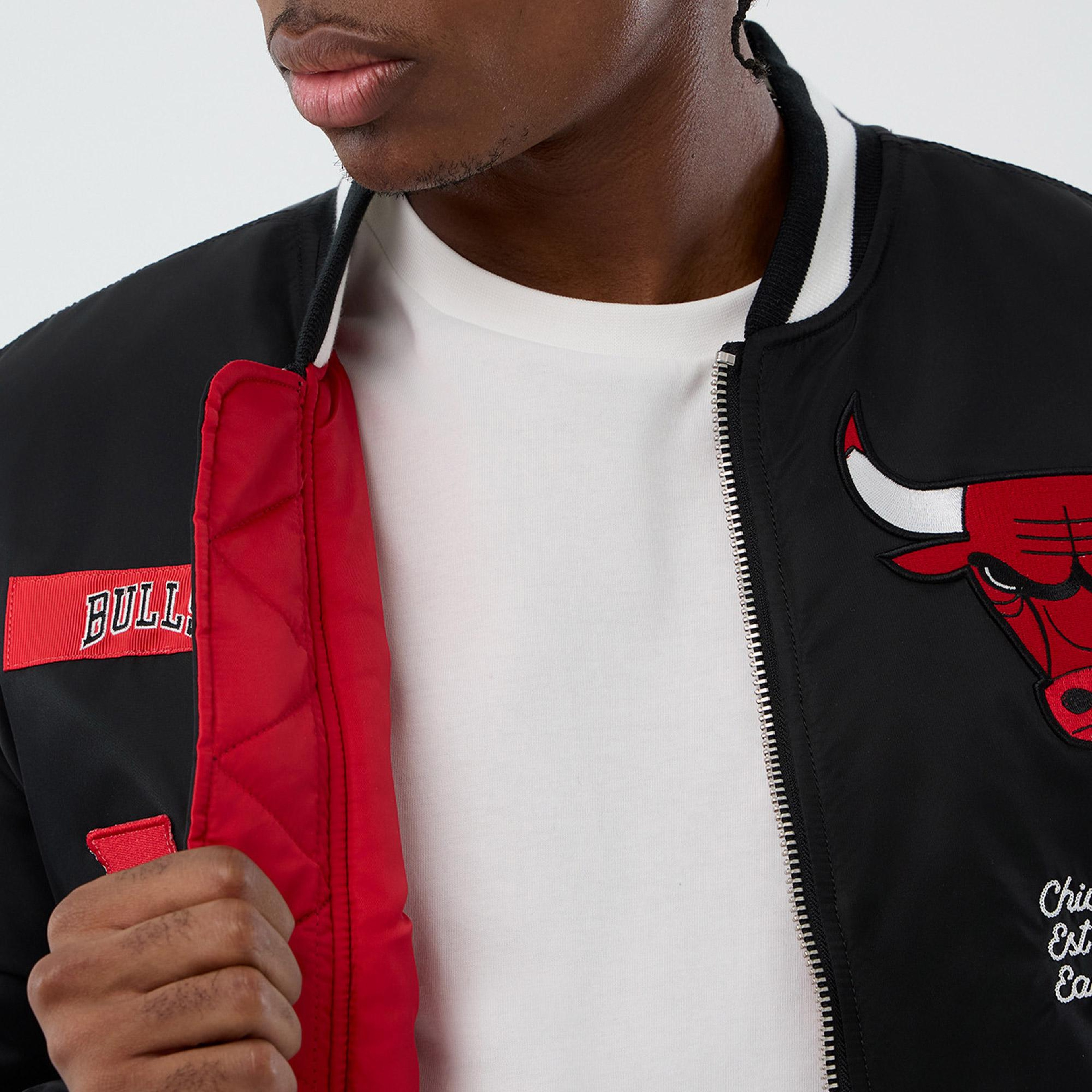 Chicago Bulls x Alpha x New Era MA-1 Siyah Bomber Ceket