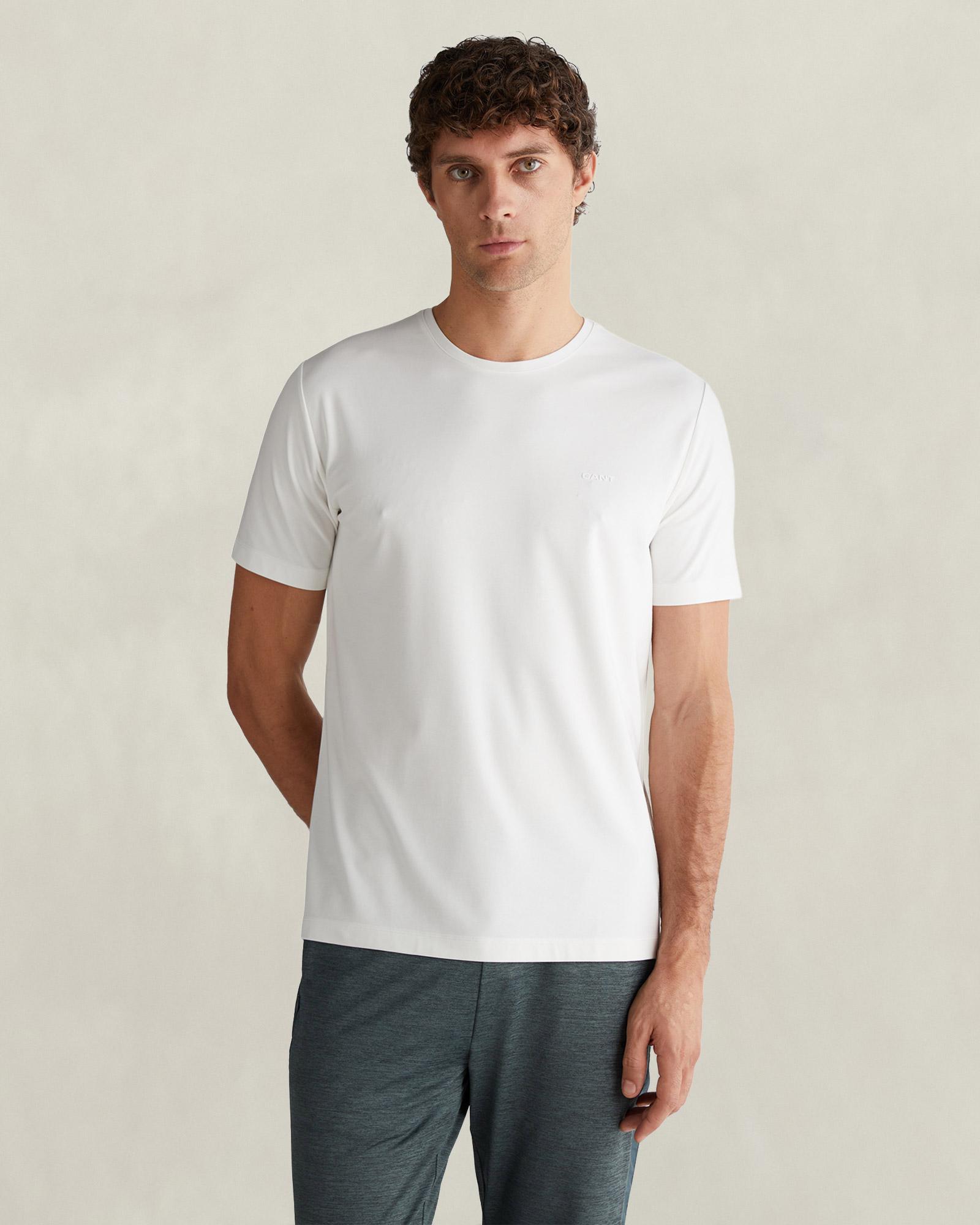 GANT Erkek Beyaz Kısa Kollu T-Shirt